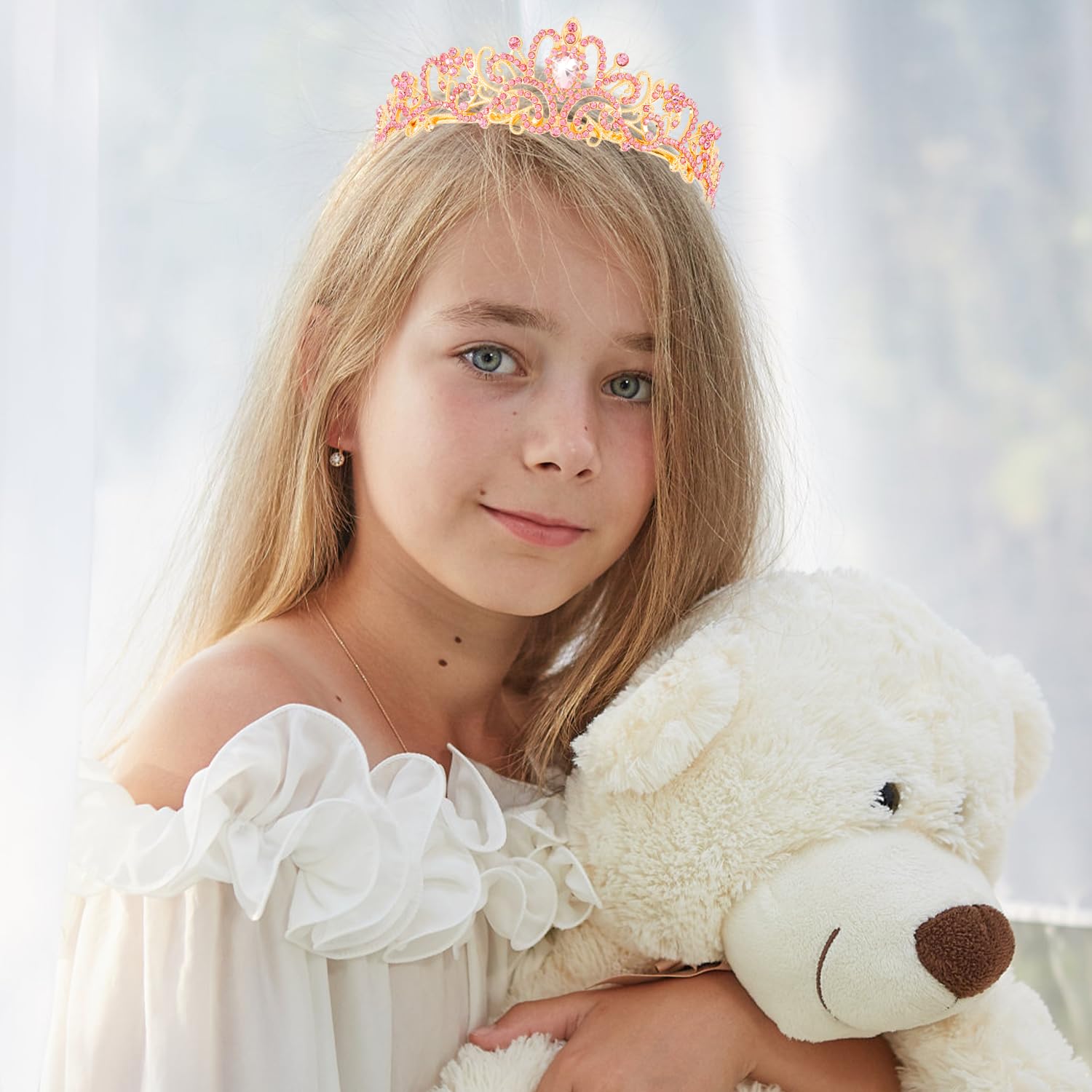 Princess Crystal Tiara Crown Headband Elegant Crown With Combs