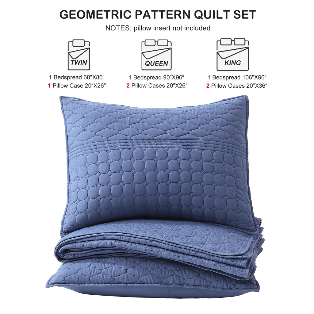 Quilt Size Lightweight Quilt for Summer Ultra-Soft Microfiber Modern Style Quilted Clouds Pattern Bedspread Quit Set 3 Pieces(1 Quilt and 2 Pillow Shams)