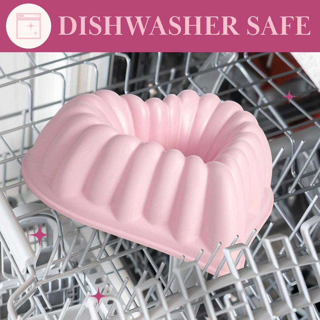 Paris Hilton 9-Inch Heart-Shaped Fluted Cake Pan, Cast Aluminum with Ceramic Nonstick Coating, Dishwasher Safe, Pink