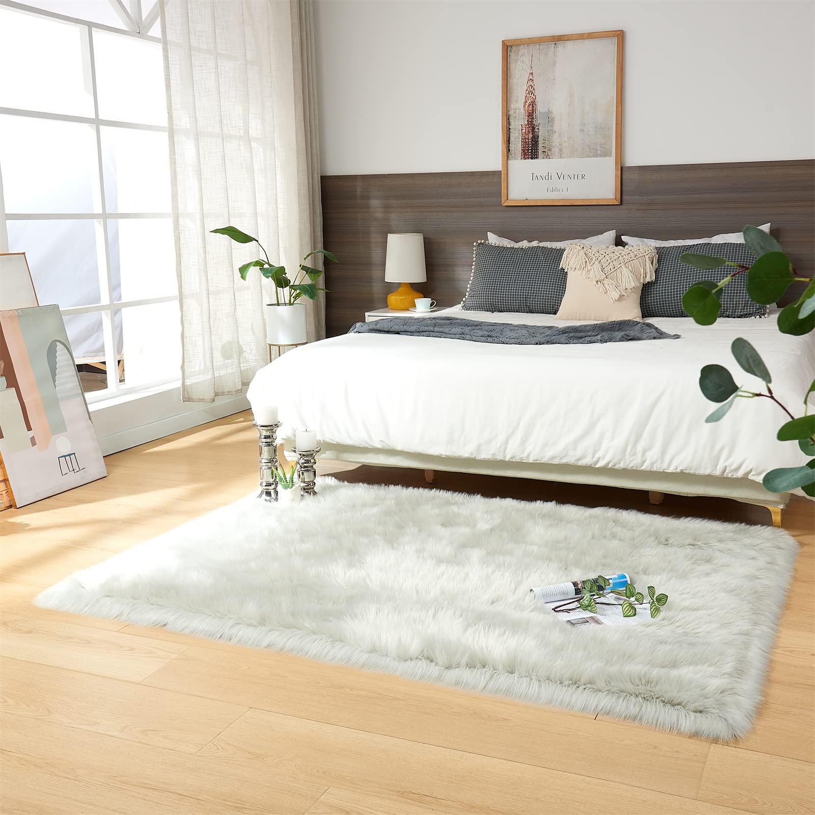 Ultra Soft Faux Fluffy/Fuzzy Shaggy Area Rug - Fur Chair Cover Seat Pad