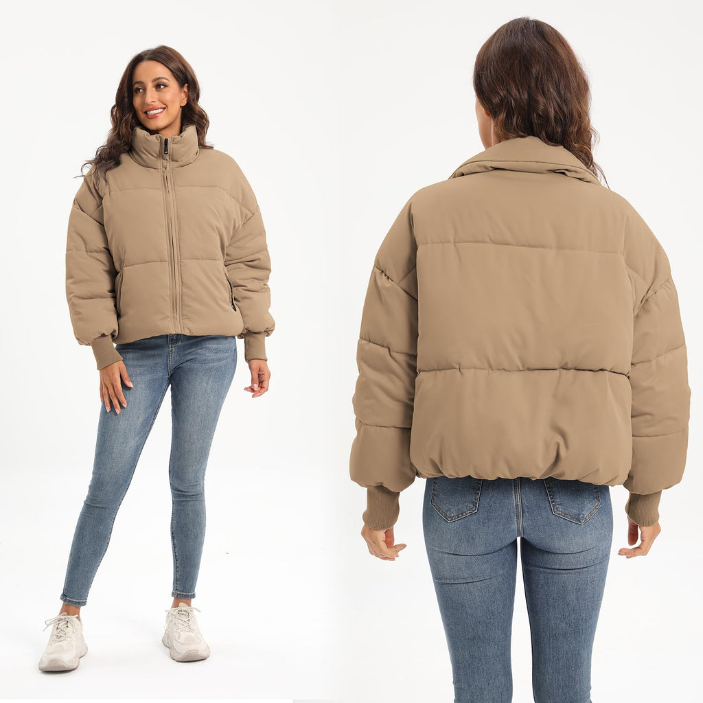 Women's Winter Baggy Zip Puffer jackets Short Down Jacket Coat