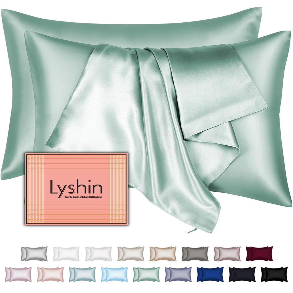 Silk Pillow Cases with Hidden Zipper, Ultra Smooth and Soft Breathable Cooling Silk Satin Pillowcase