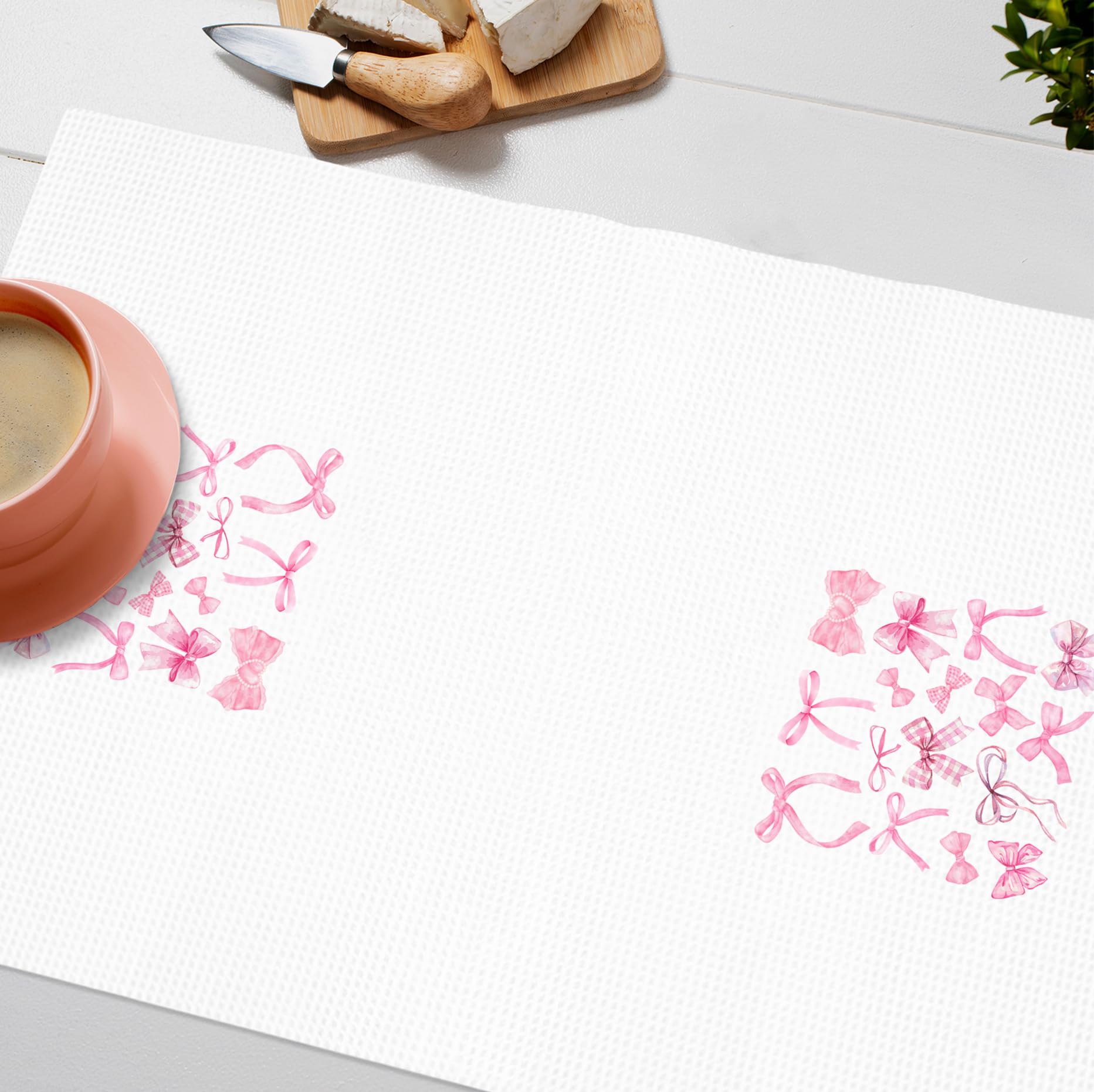 Girly Pink Bow Coquette Preppy Towel, 16x24 Inch