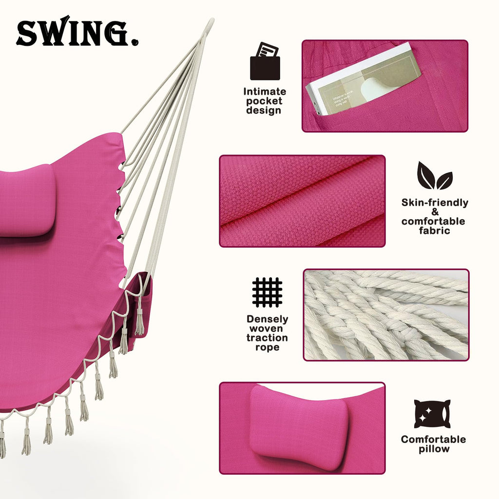 Hammock Chair with Stand,Heavy-Duty Hanging Chair with Stand for Indoor Outdoor, Sturdy Swing Chair Stand Max Load 350 pounds (Hammock Chair Included)