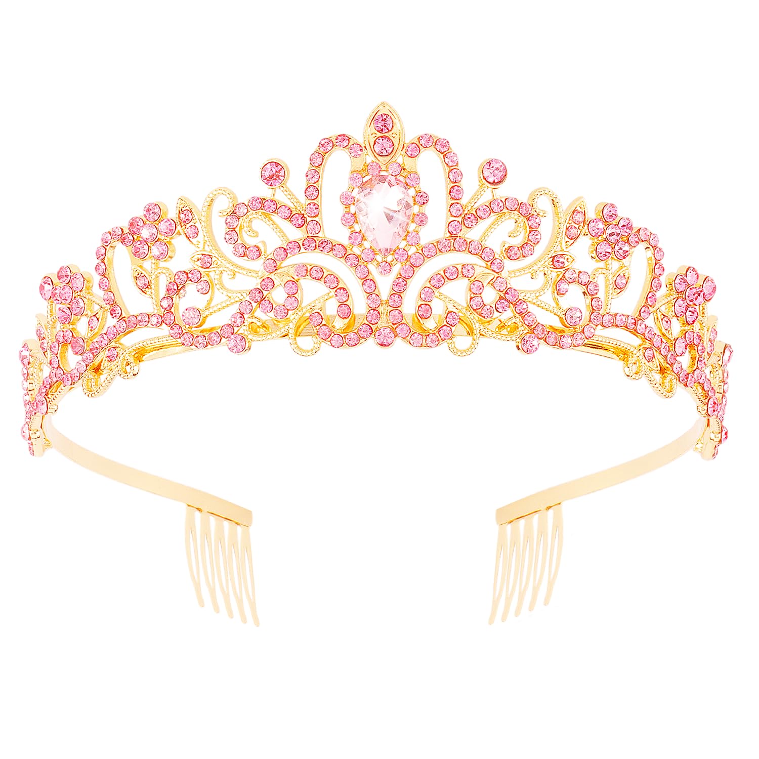 Princess Crystal Tiara Crown Headband Elegant Crown With Combs