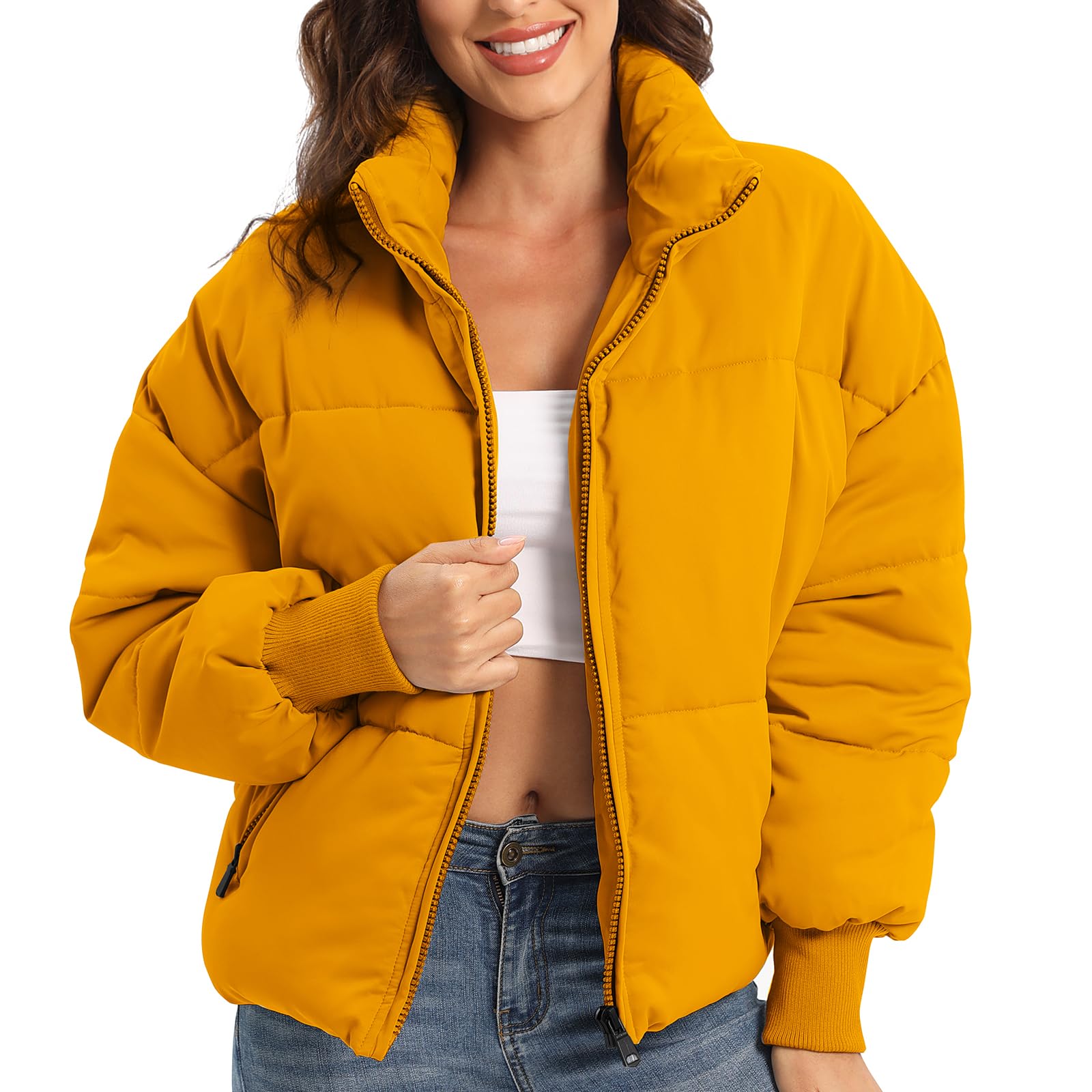 Women's Winter Baggy Zip Puffer jackets Short Down Jacket Coat