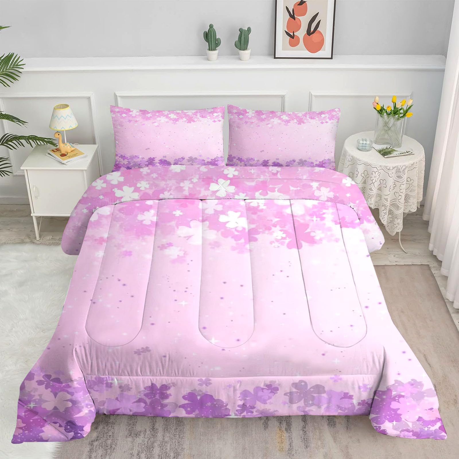 Modern Aesthetics Butterfly Floral Pattern Butterfly Comforter Set - Butterflies Quilt Bed Set Home Decor