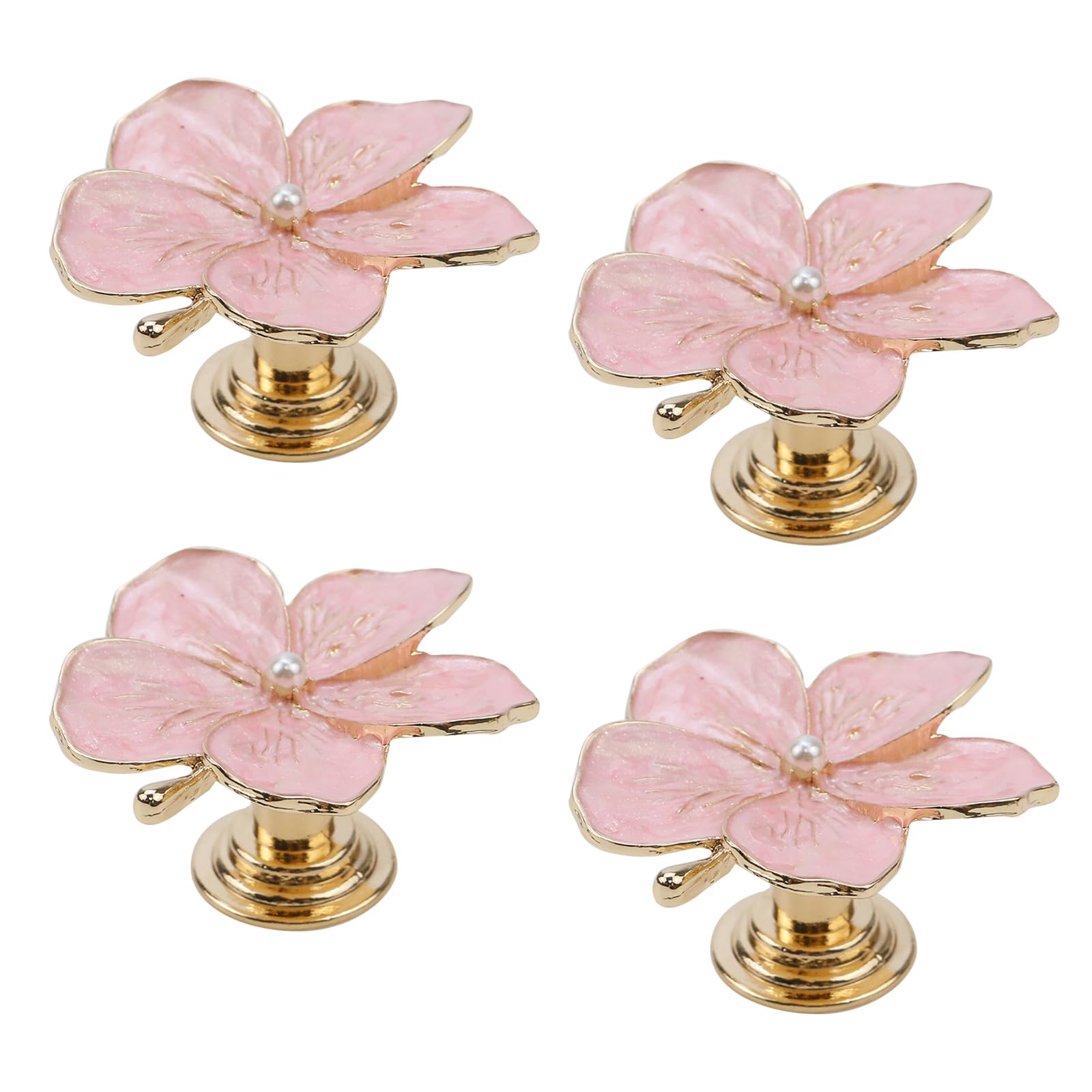 Flower Metal Knobs for Drawer, Dresser, Mounting Screws, 4 PCS 1.7inch