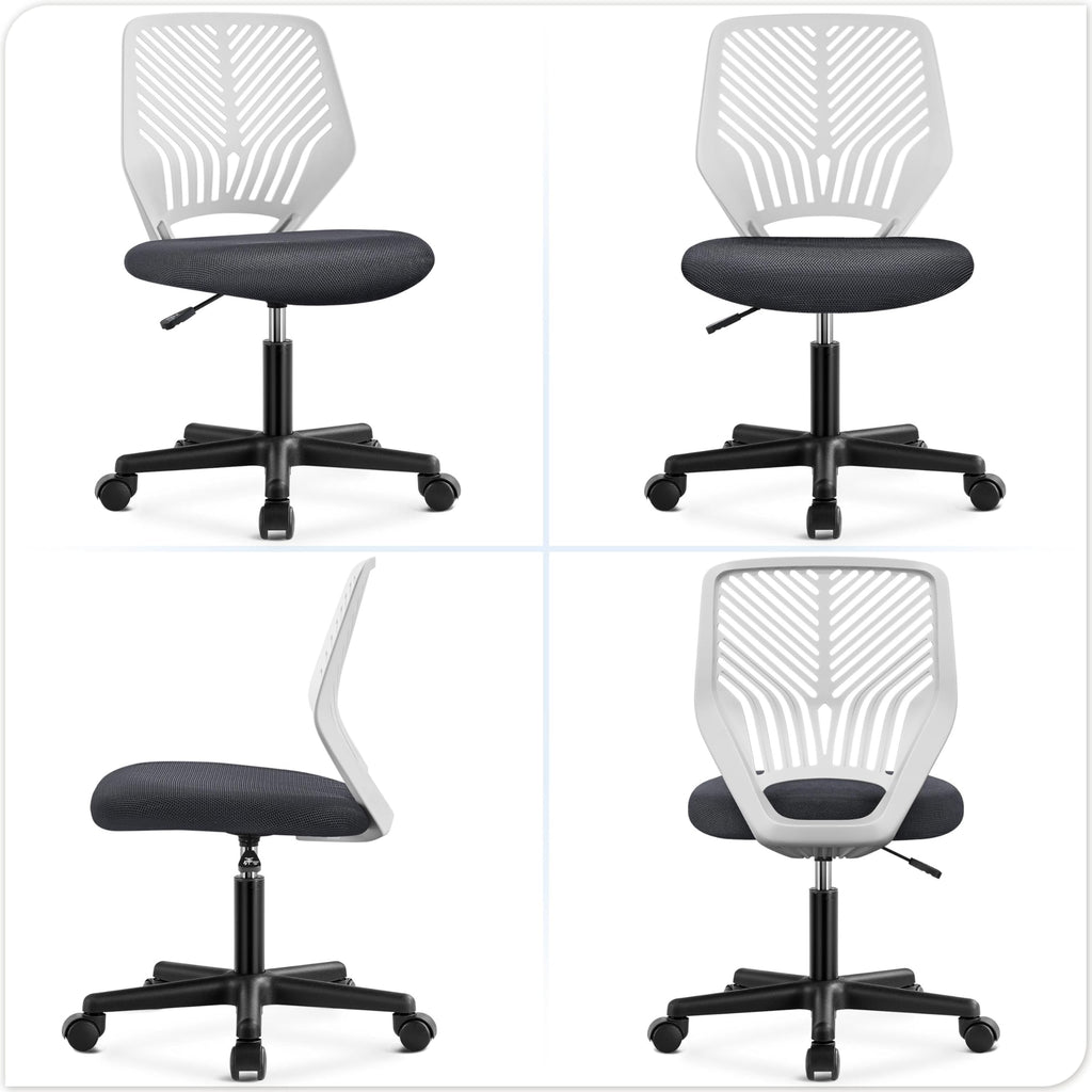 Cute Low-Back Armless Study w/Lumbar Support Adjustable Swivel Chair