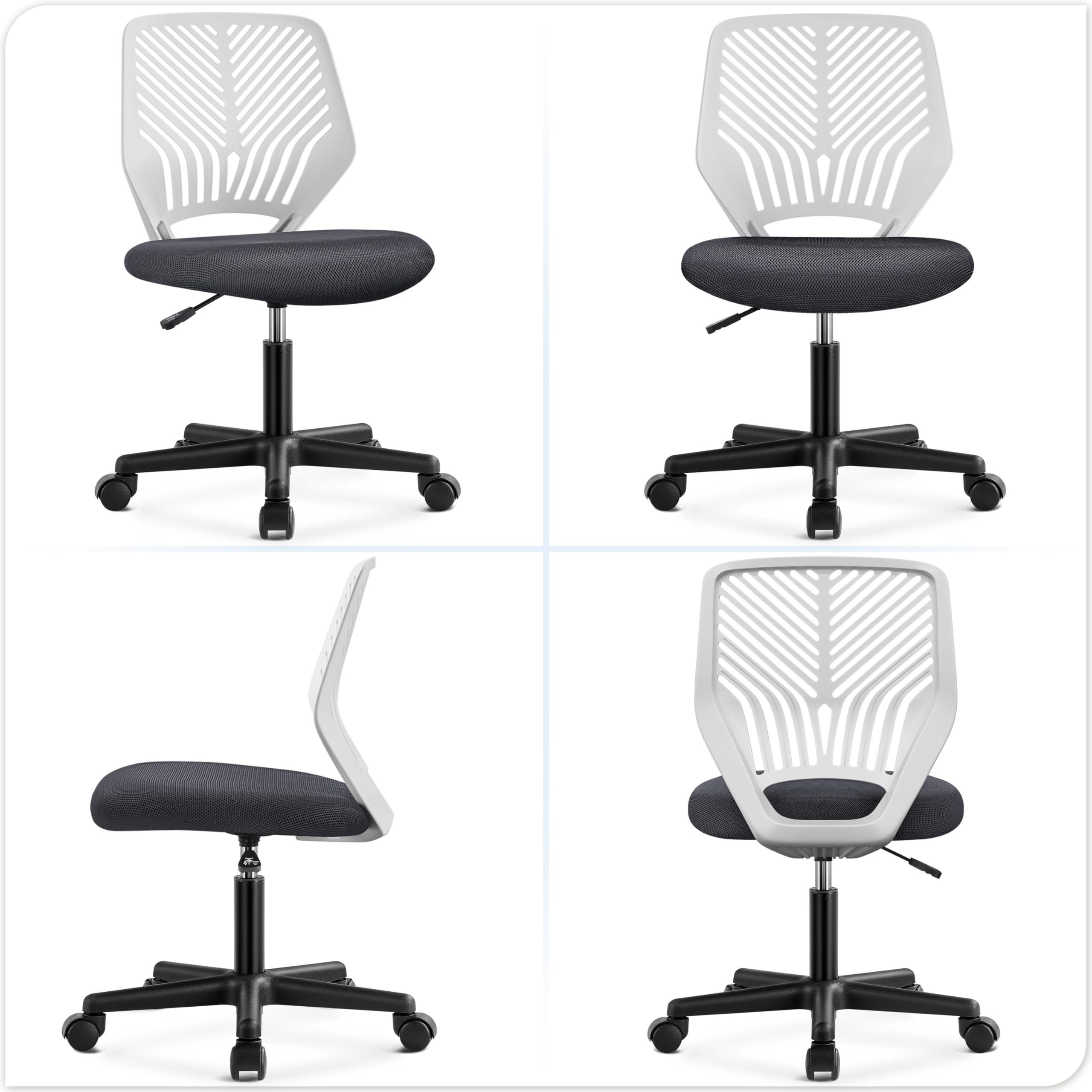 Cute Low-Back Armless Study w/Lumbar Support Adjustable Swivel Chair