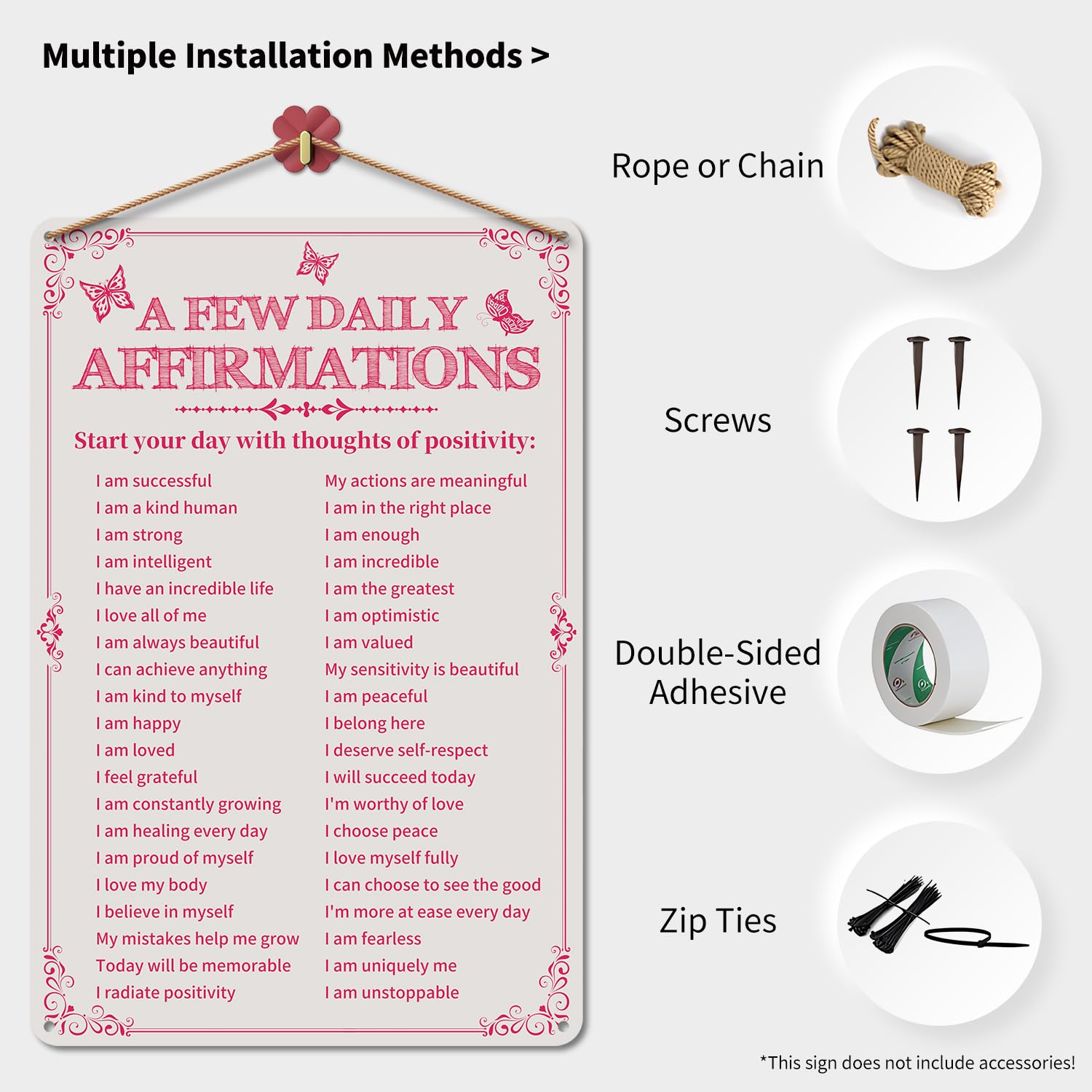 Room Decor Aesthetic A Few Daily Affirmations Motivational Wall Art, 8X12 Inches