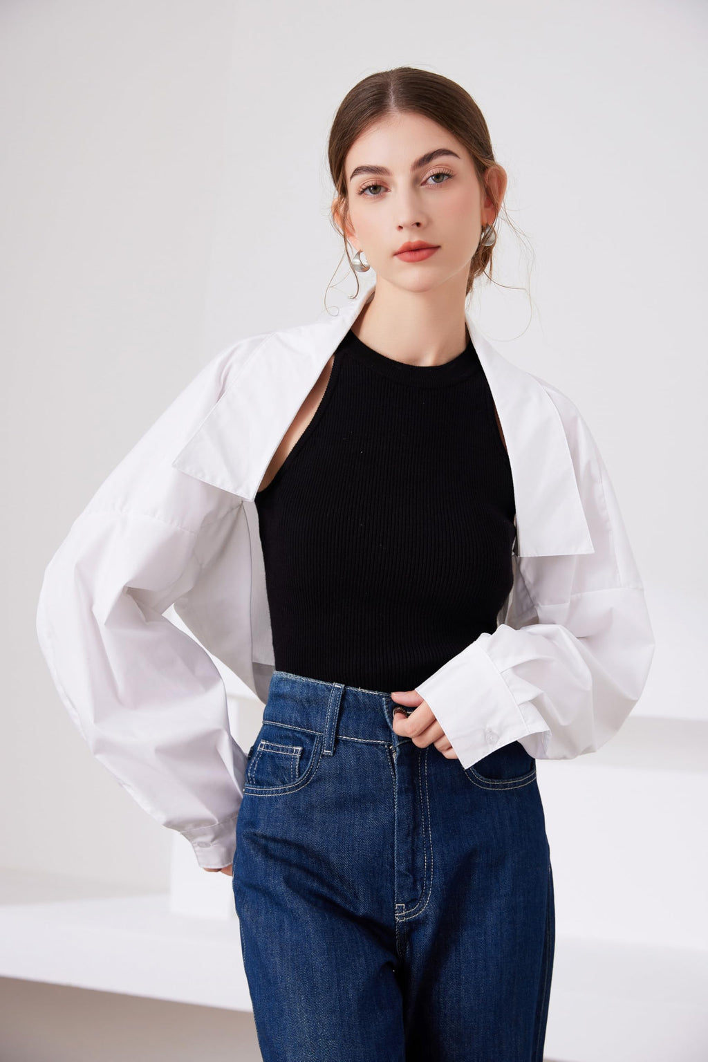 Fake Collar Long Sleeves Detachable Blouse False Collar Half Shirt Blouse Collar