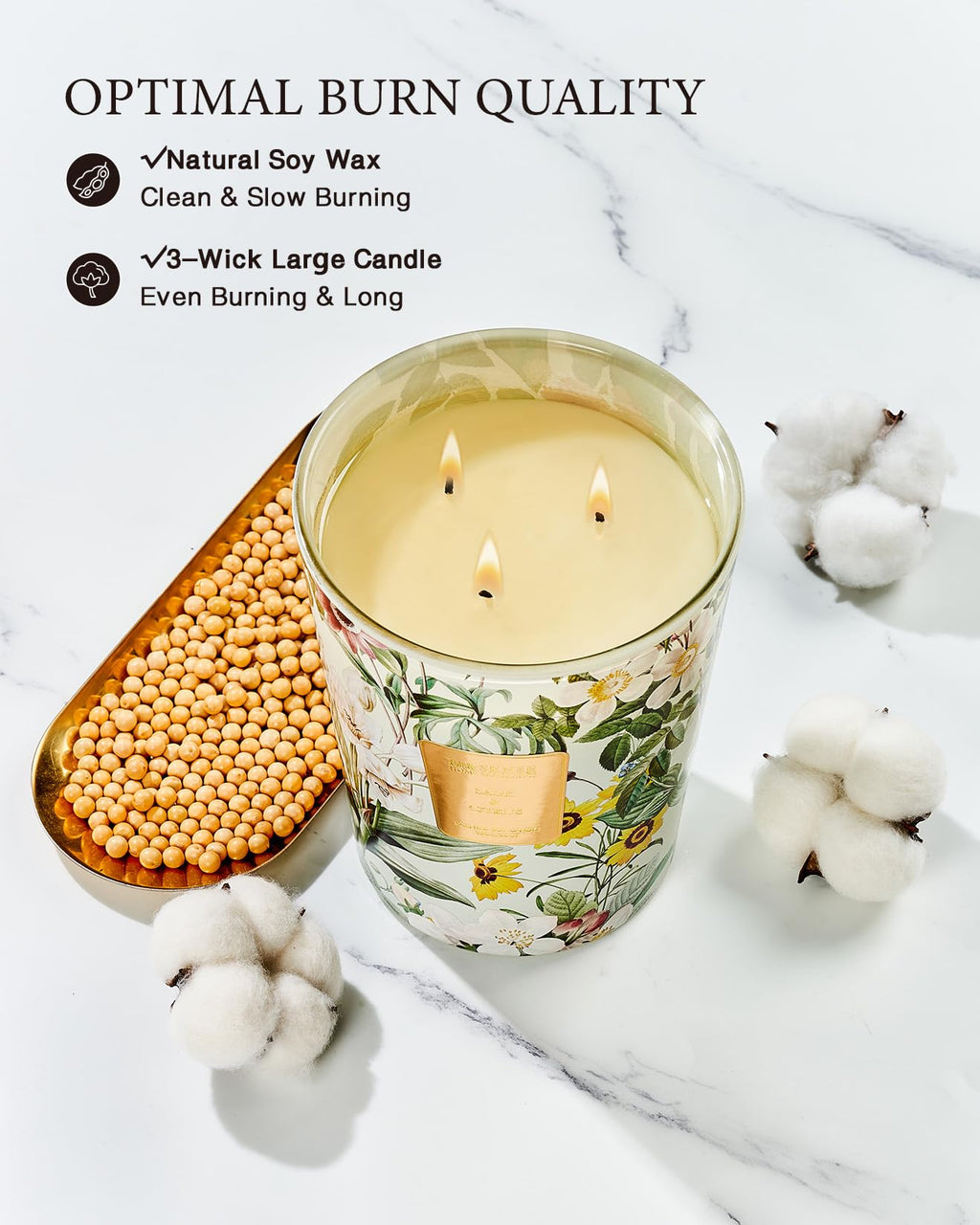 Large Soy Scented Candles, Non Toxic Natural Spring Candles 35oz 150 Hours Long Lasting Slow Burning
