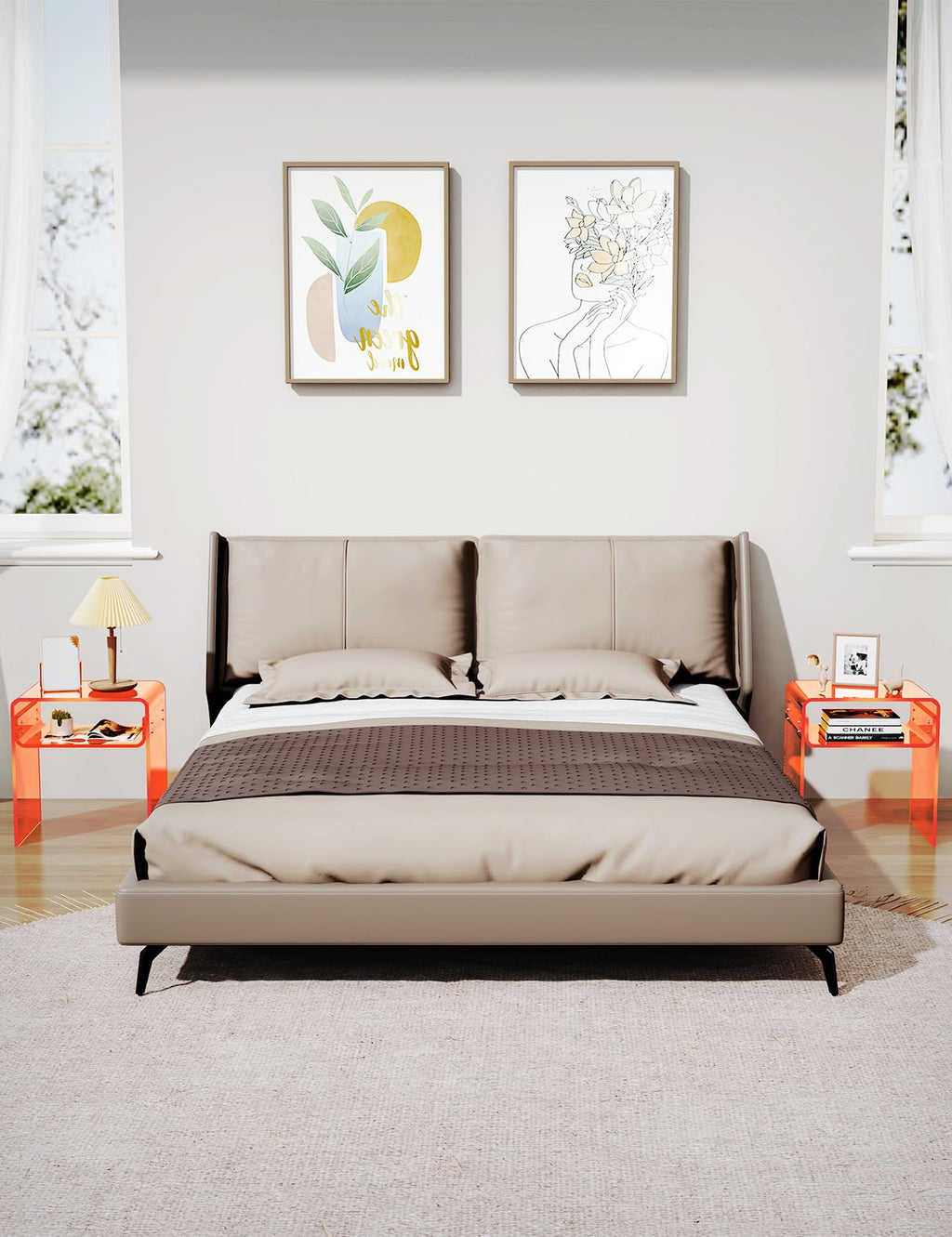 Clear Acrylic End Table 2-Tier Bedside nightstand