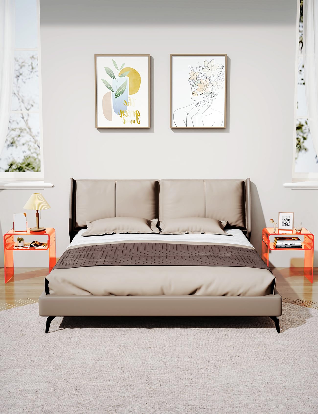 Clear Acrylic End Table 2-Tier Bedside nightstand