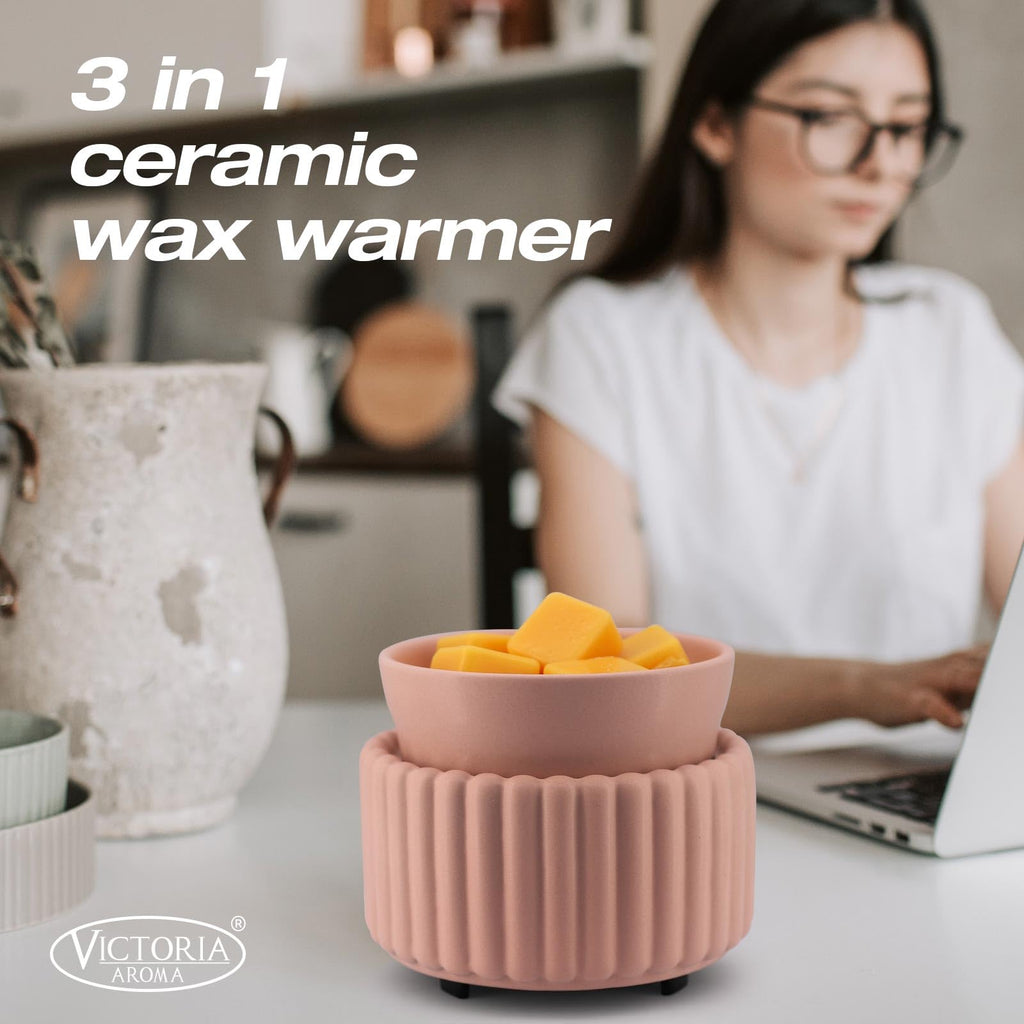 Ceramic Wax Melter 3-in-1 Candle Warmer for Scented Wax - Electric Fragrance Burner