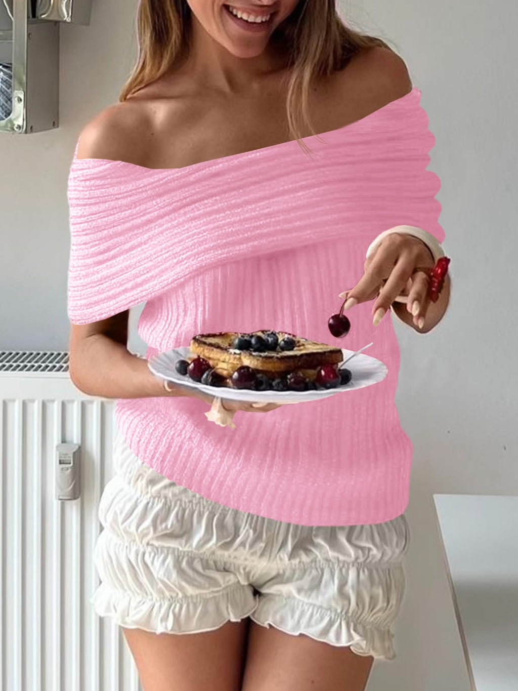 Womens Off The Shoulder Sweater Tops Summer Sleeveless Strapless Ribbed Sexy Pullover Shirts