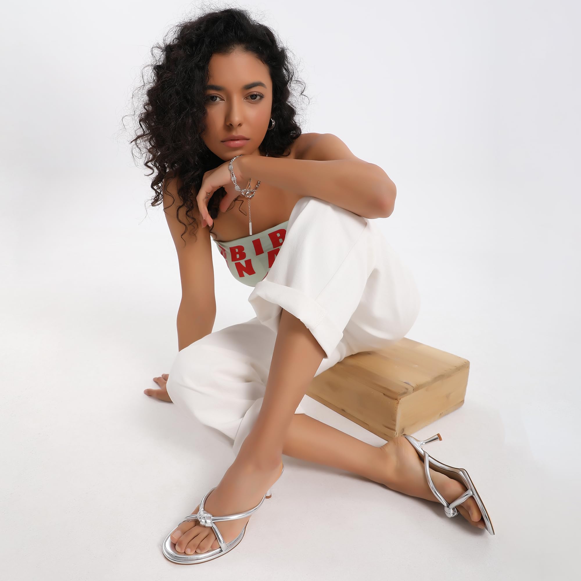 Womens Heeled Sandals Rounded Open Toe Kitten Heels Slip on Bow Mules Sandals