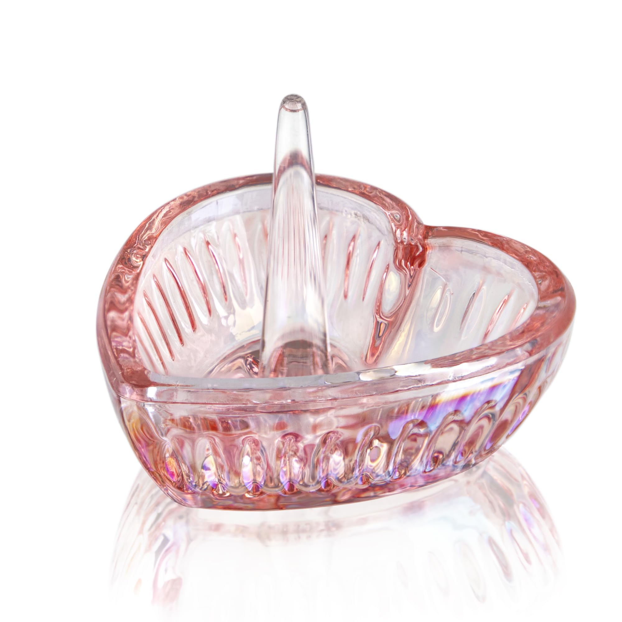 Glass Ring Holder Dish, Crystal Glass Heart Shaped Ring Holder