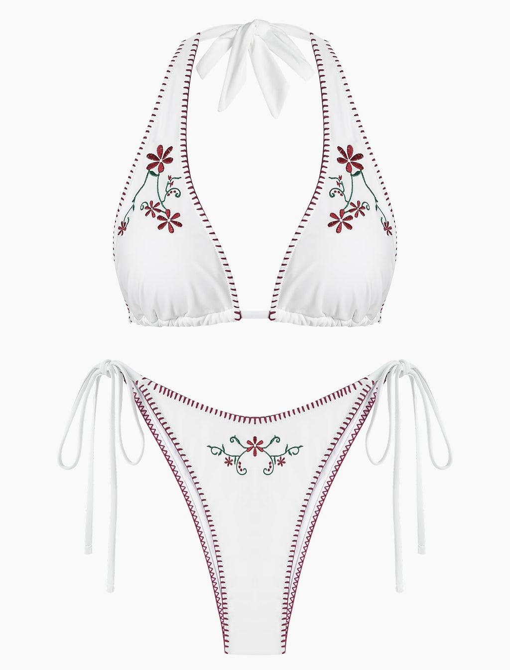 Women's Multiway Triangle Bikini â€?Fishnet Tie-Side Bandeau & Halter Swimsuit Set