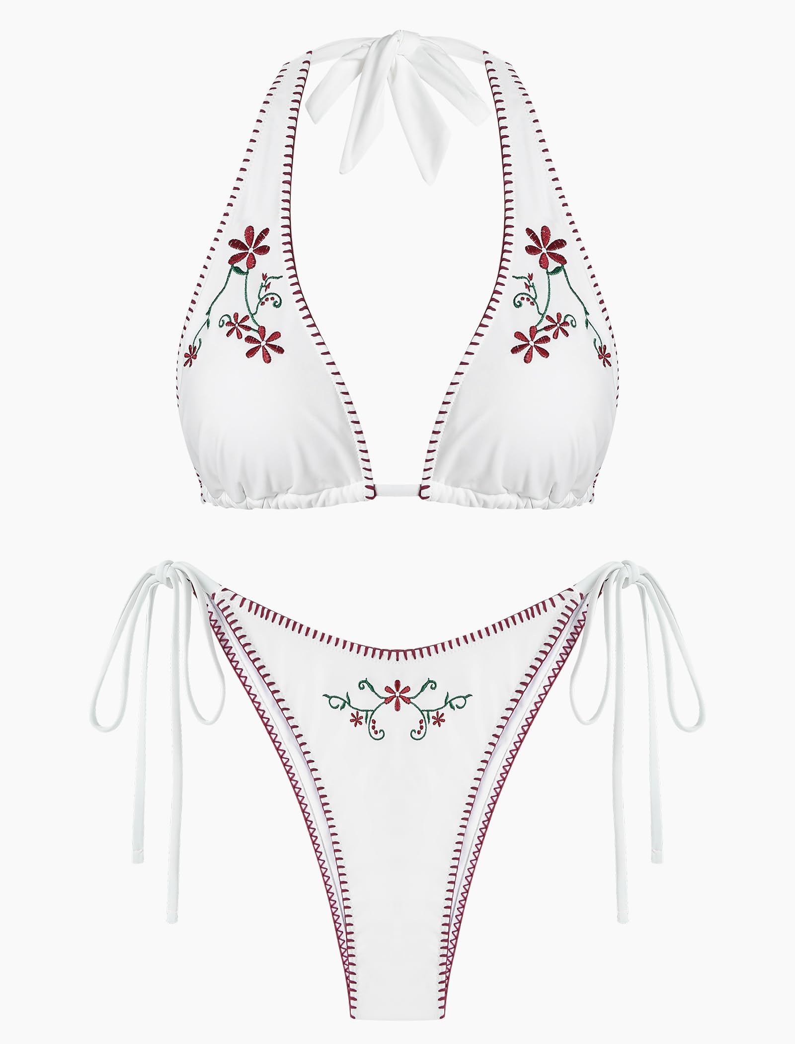 Women's Multiway Triangle Bikini â€?Fishnet Tie-Side Bandeau & Halter Swimsuit Set