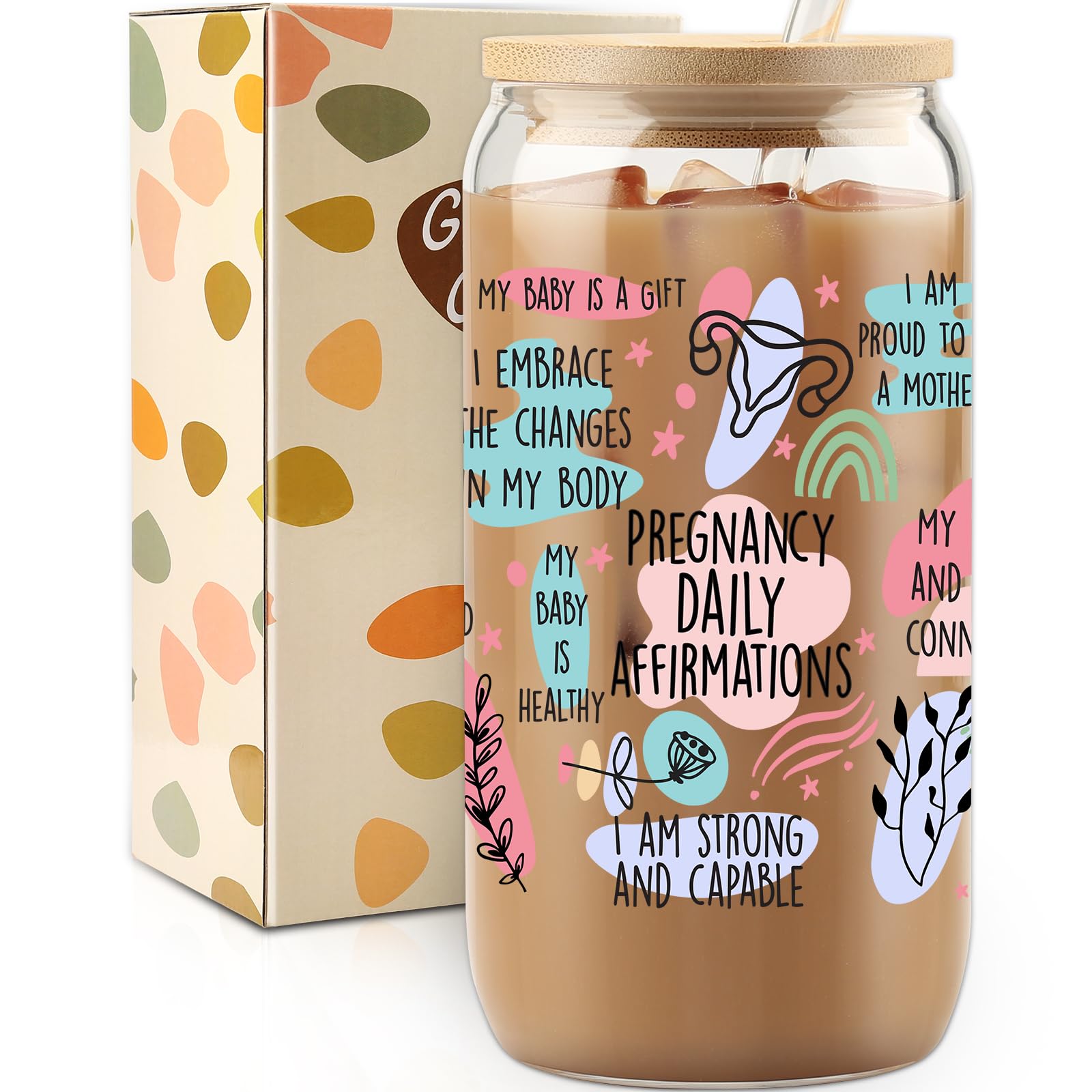 Cherry Bow Cup, Birthday Gifts for Women, Girly Gifts for Her, Sister, Mom, Colleague - 16 OZ Glass Tumbler with Straw & Lid, Coquette Iced Cup