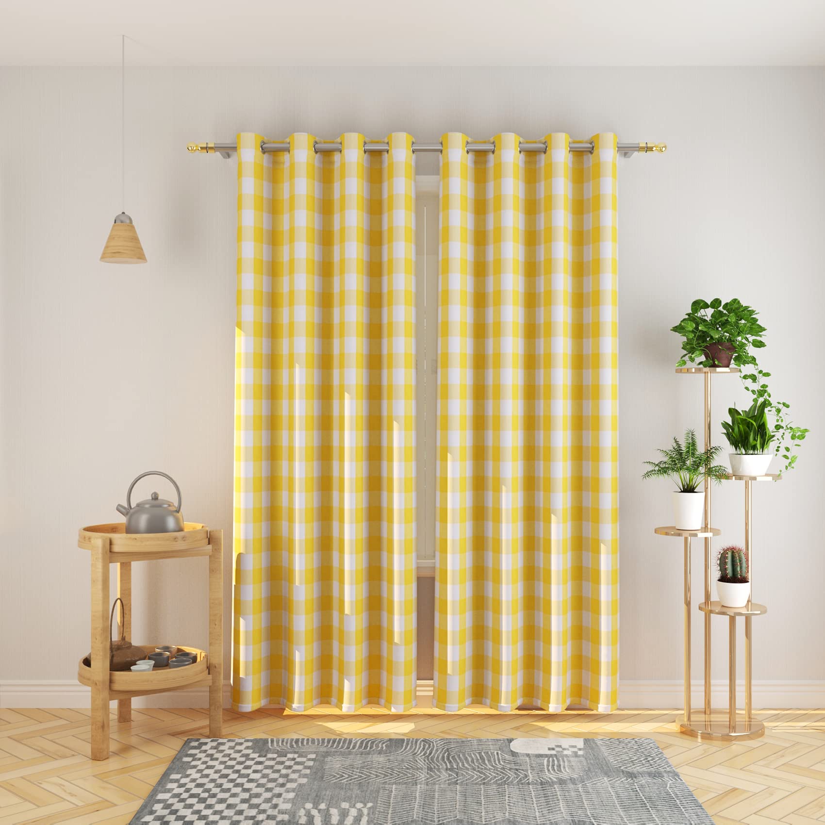 Tier Curtains Check Gingham Plaid Window Curtain Panels Bathroom Grommet Top Window Treatment 2 Panels