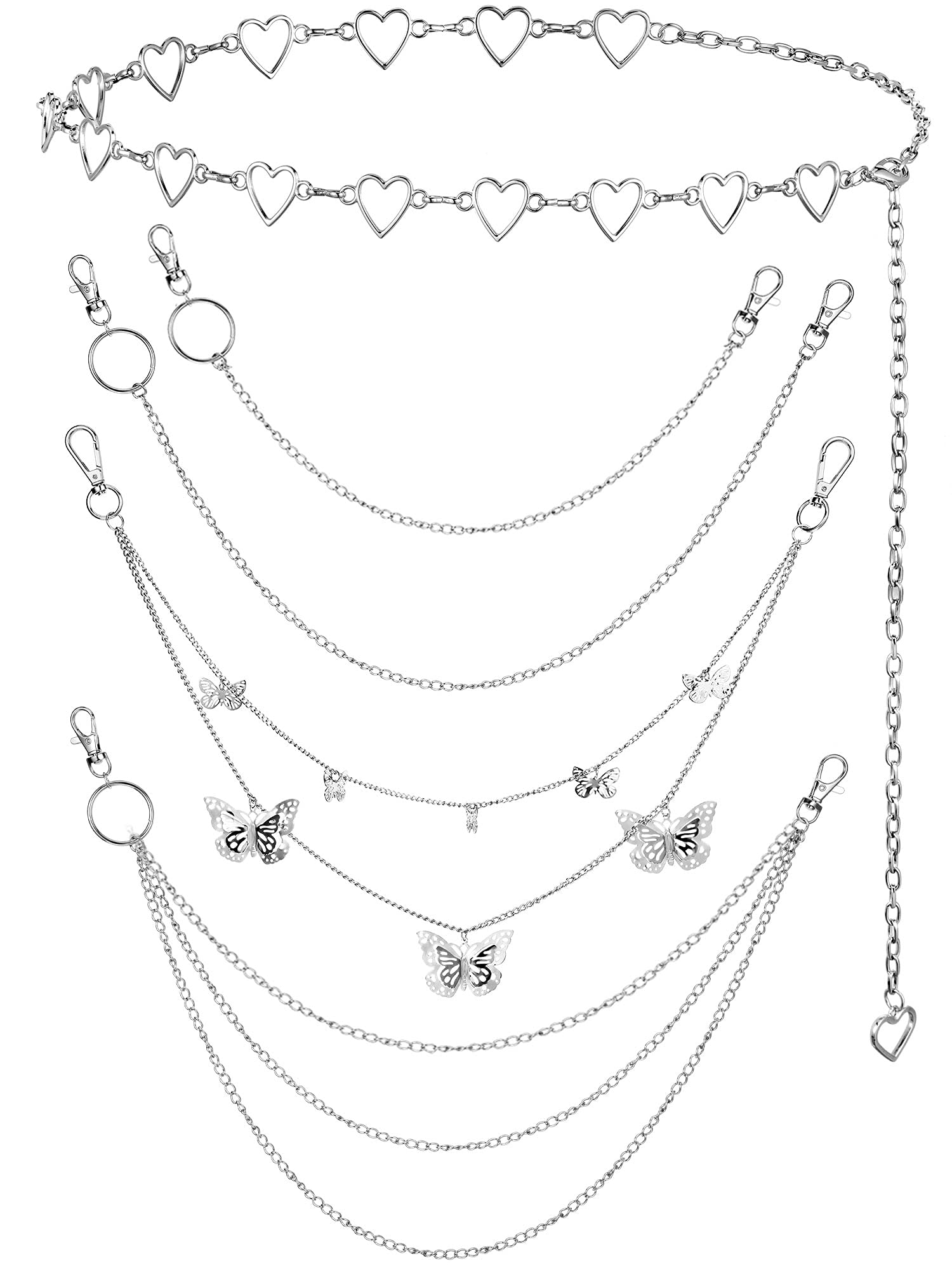 Multi-Layer Chain Belt â€?5-Piece Hip Hop Metal Wallet Chains for Jeans & Pants