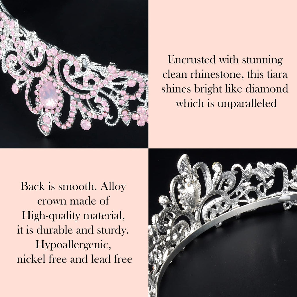 Princess Crystal Tiara Crown Headband Elegant Crown With Combs