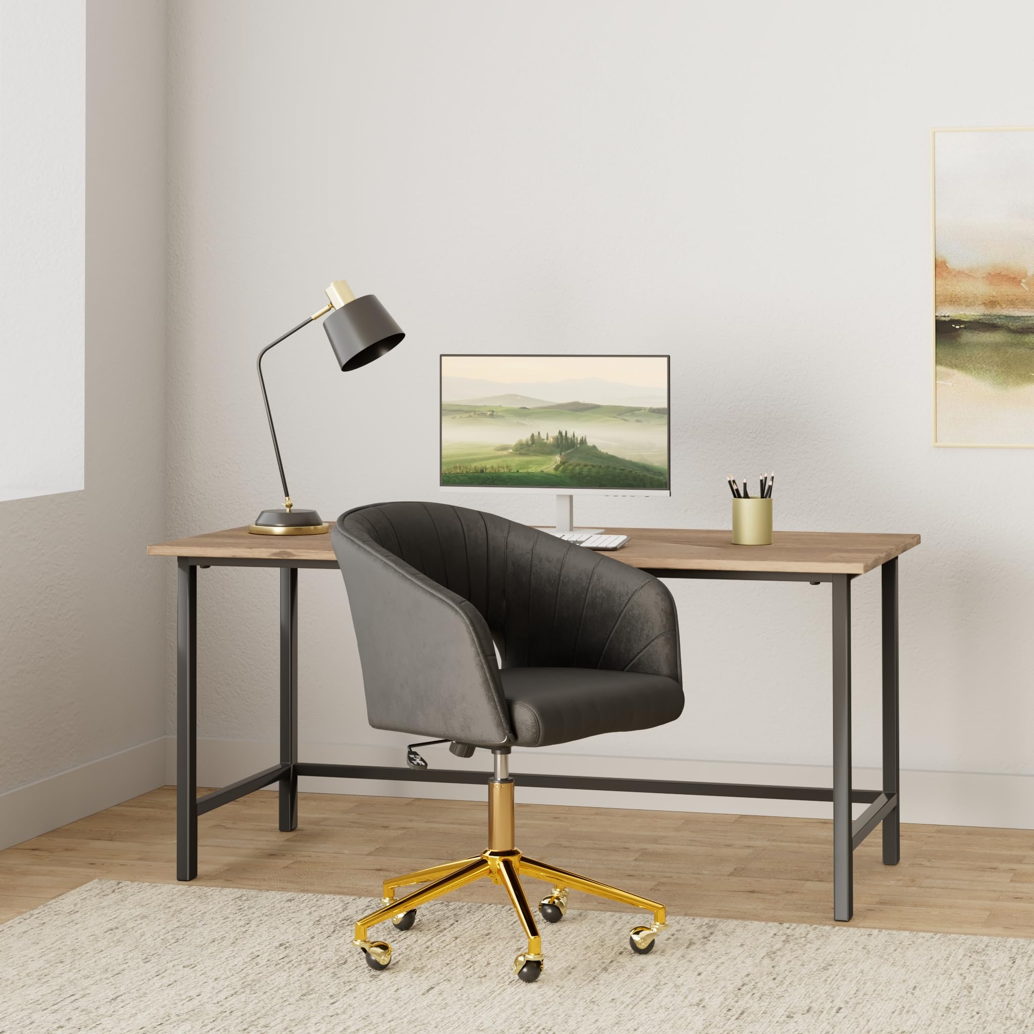 Vanity Velvet Chair, Upholstered Chairs with Adjustable Swivel Wheels