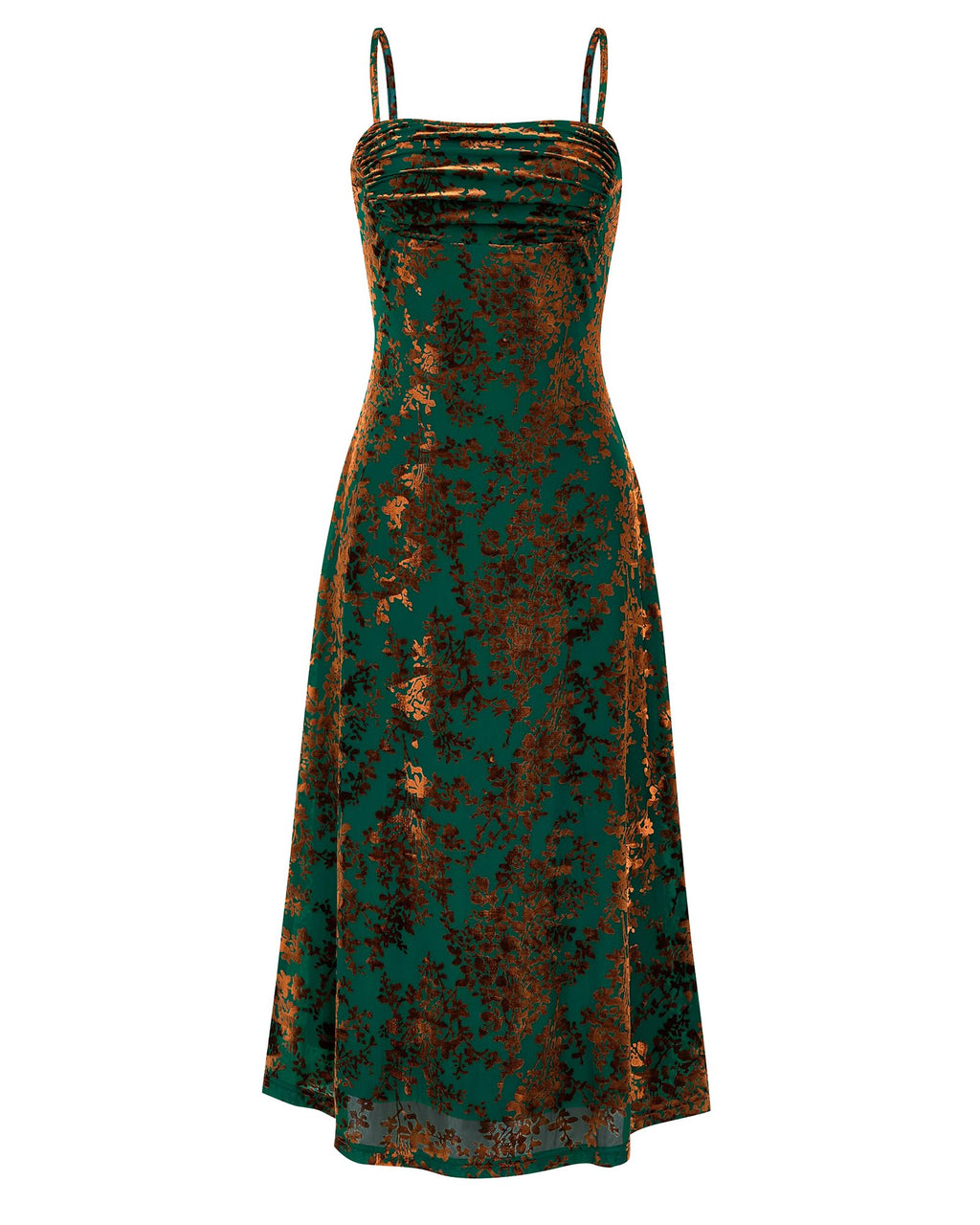 Women's Sleeveless Spaghetti Strap Midi Sexy Cowl Neck Floral Dress