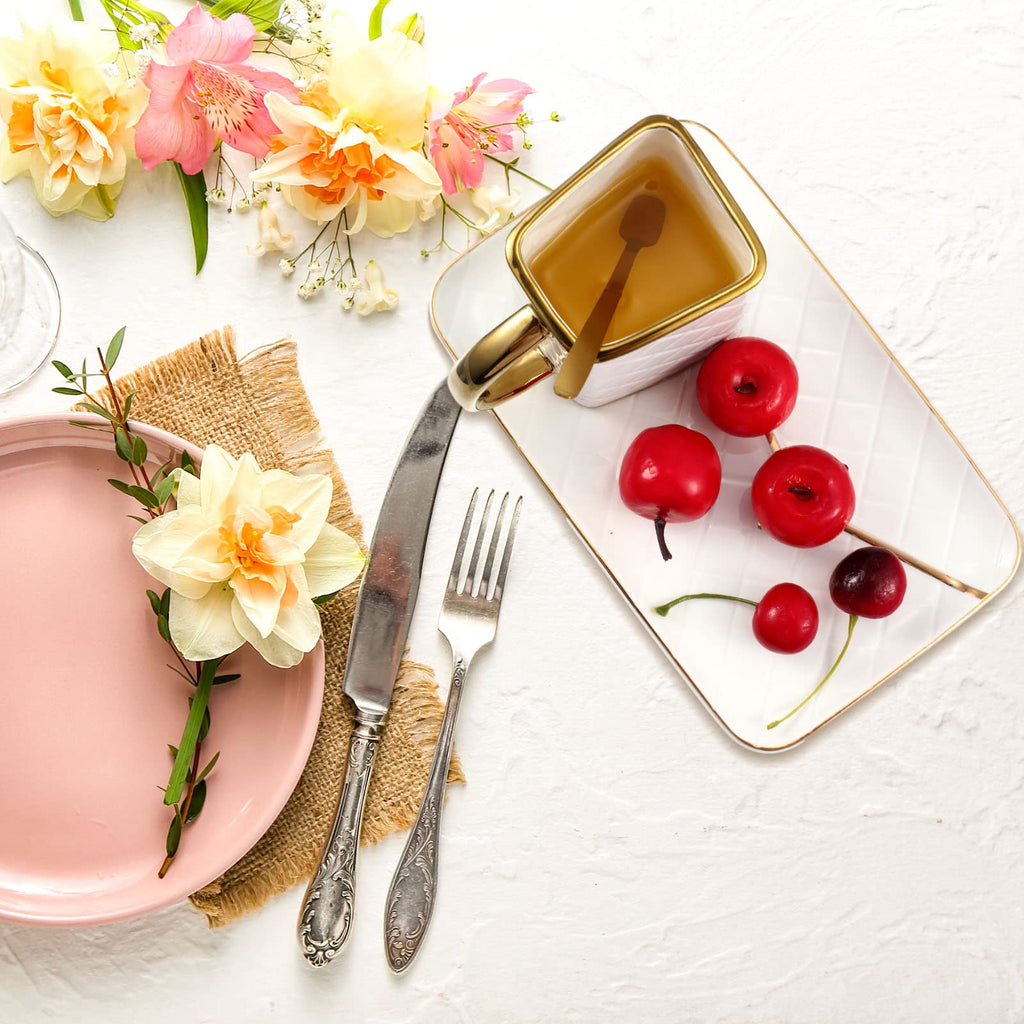 Set Coffee Mug Elegant Handbag Shaped Cup Modern Ceramic Purse Mug with Spoon and Saucer, 10oz Cute Creative Tea Cup