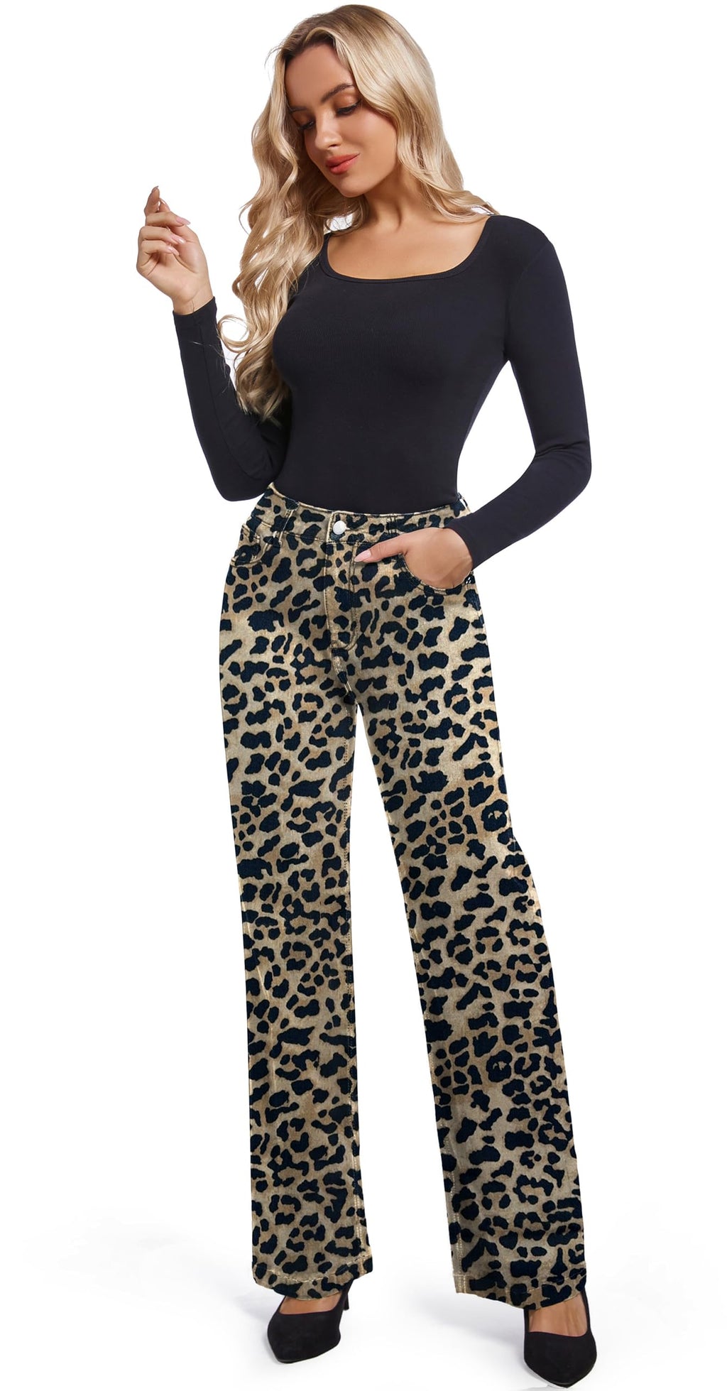 Women's Jeans Straight Leg Casual High Waisted Stretch