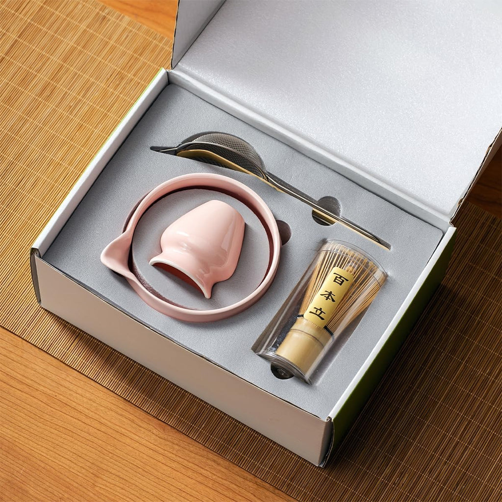 Matcha Set With Bowl, Matcha Sifter, Matcha Whisk Holder - The Perfect Matcha Kit for Matcha Tea (Ceramic White 5PCS)