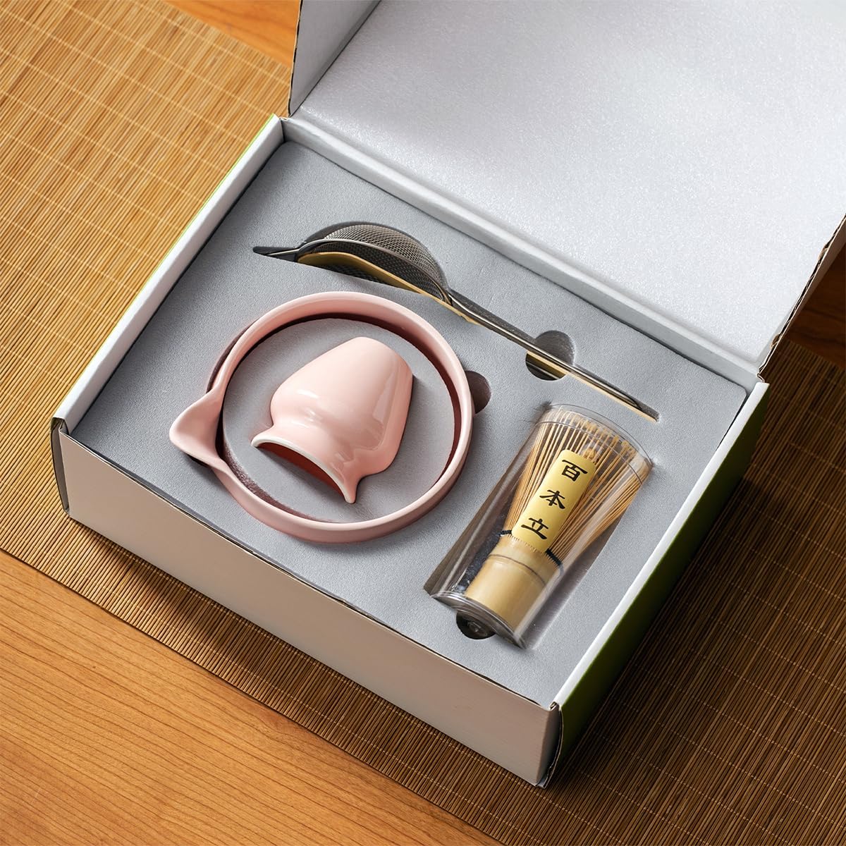 Matcha Set With Bowl, Matcha Sifter, Matcha Whisk Holder - The Perfect Matcha Kit for Matcha Tea (Ceramic White 5PCS)