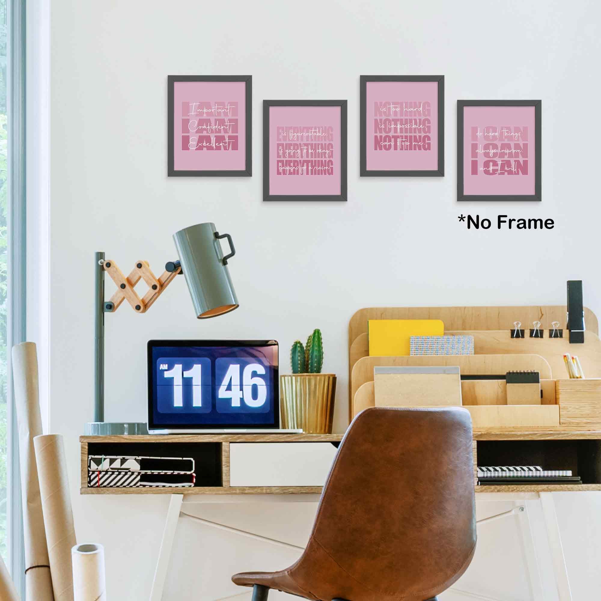 Set of 4 Inspirational Posters â€?Motivational Wall Art for Teen Girls & Women (8x10)