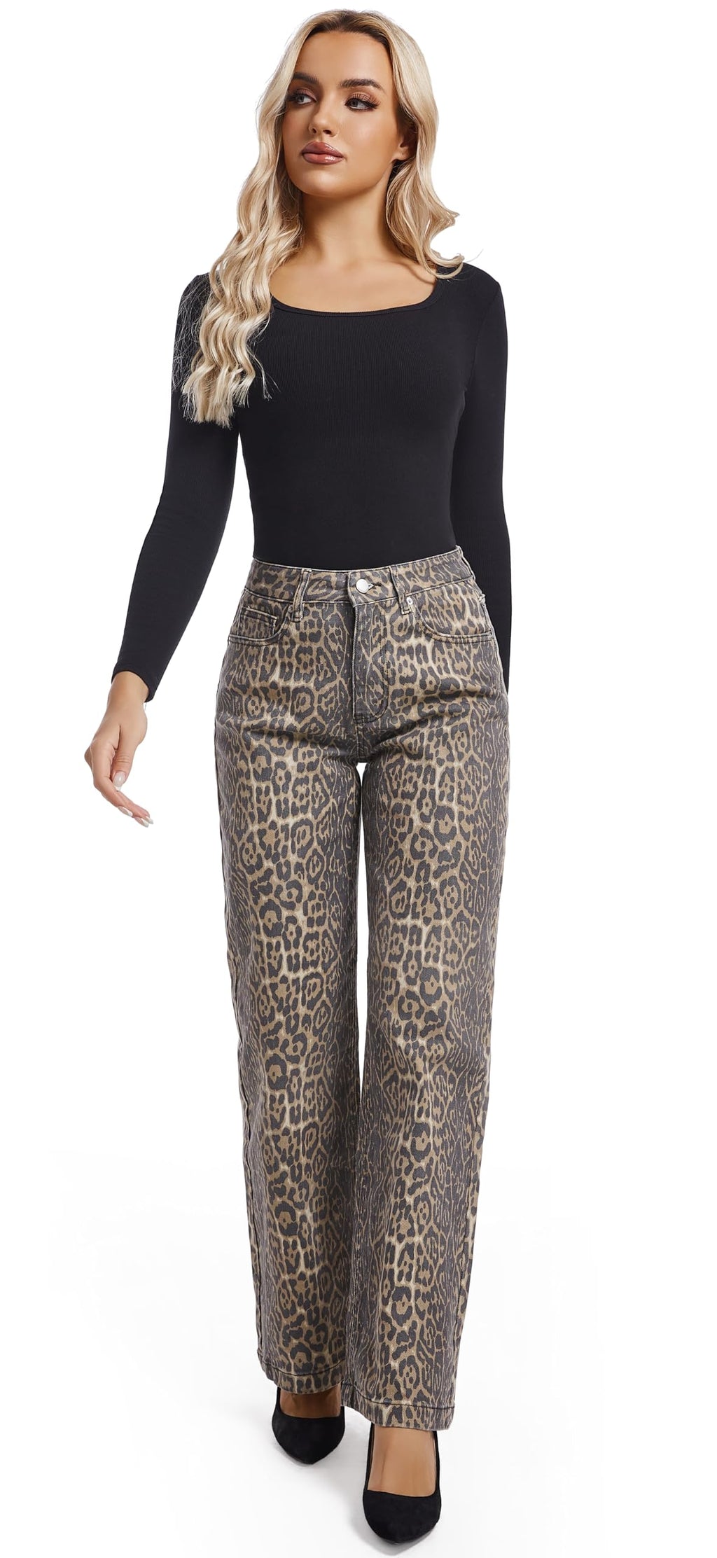 Women's Jeans Straight Leg Casual High Waisted Stretch