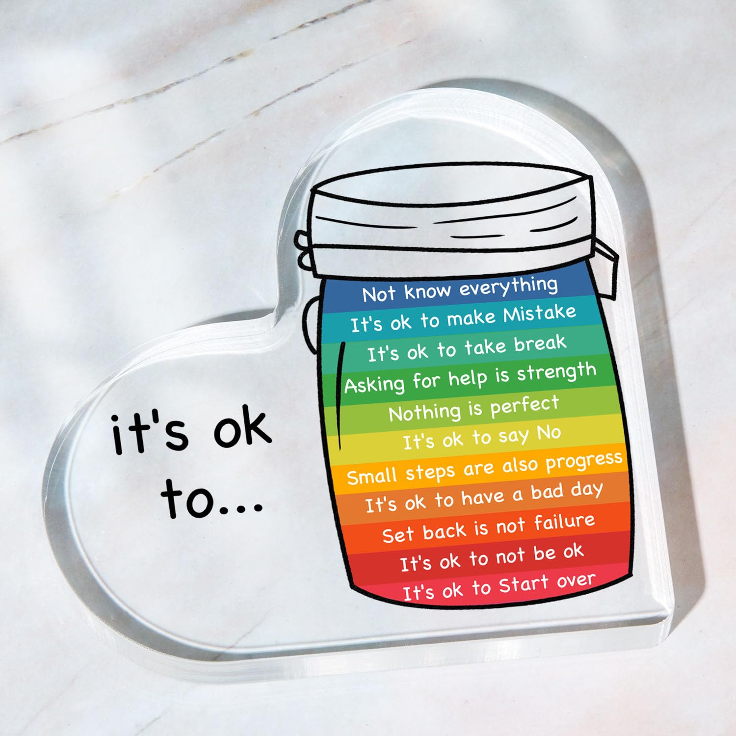 Note to Self Motivational Acrylic Heart Decor