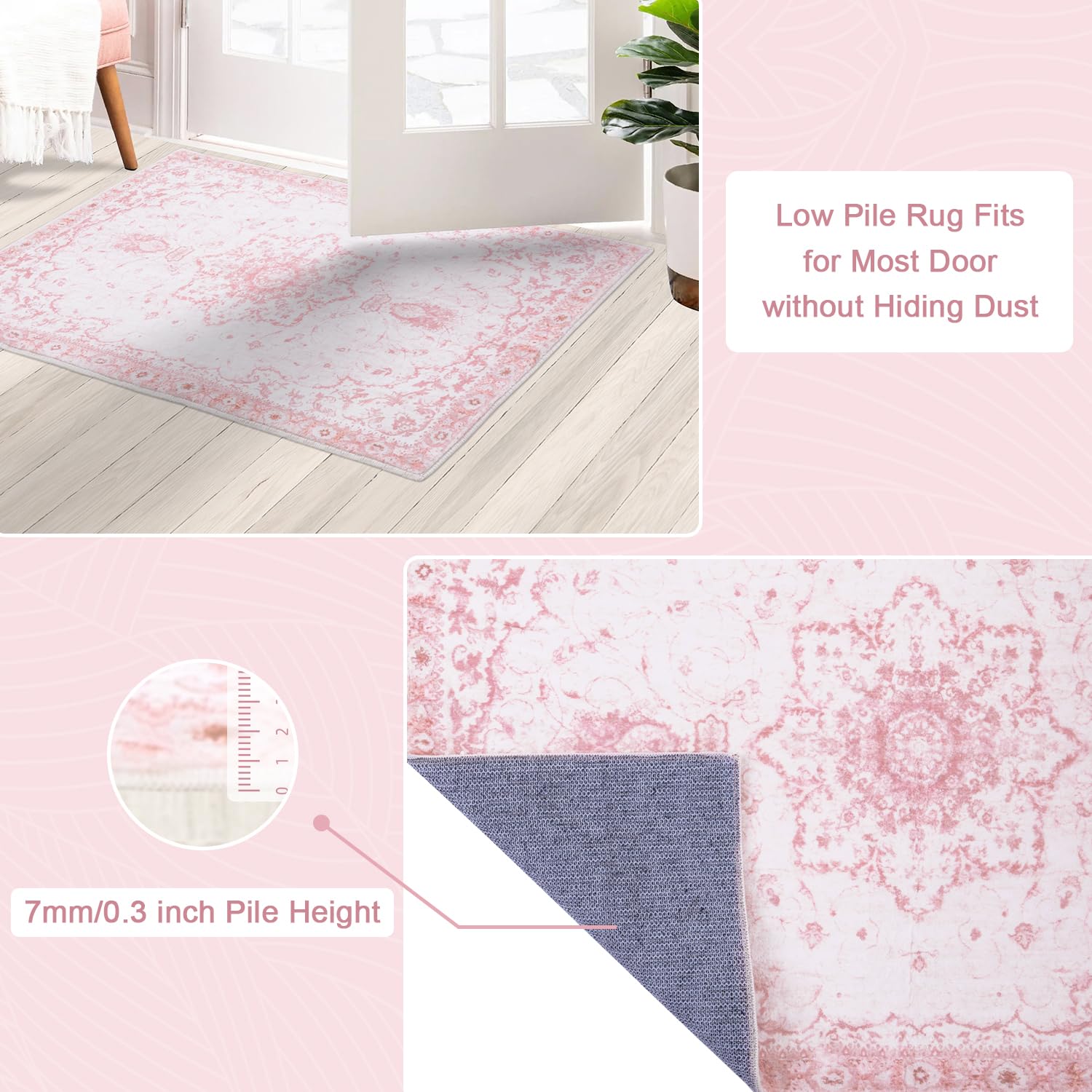 Vintage Floral Honeycomb Non Slip Area Rug