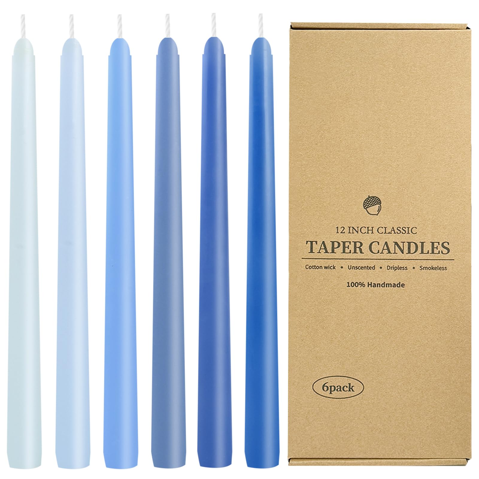 Smokeless Dripless Long Candlesticks, Unscented Tapered 10-Inch
