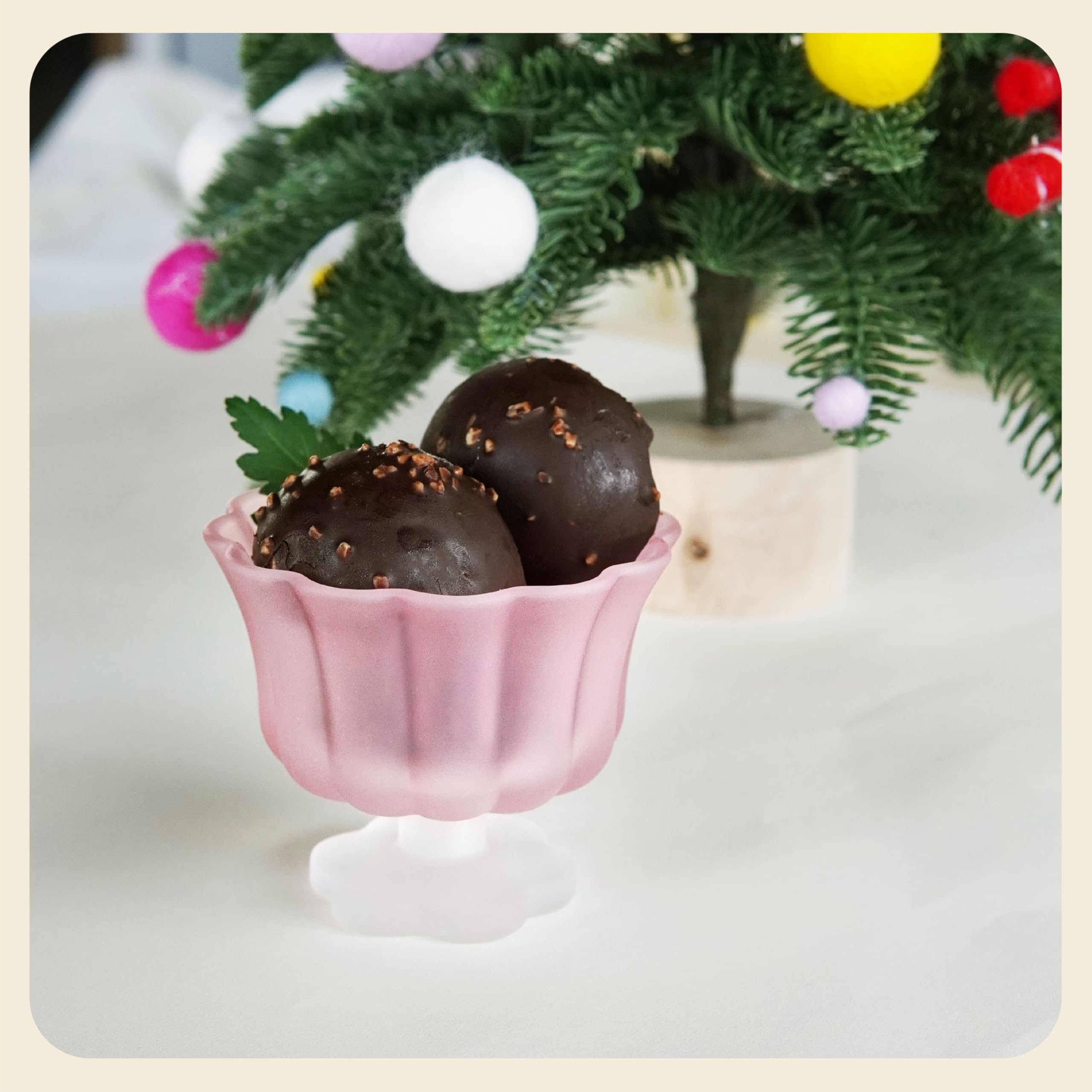 Matte Gradient Finish Glass Dessert Bowl with Heavy Base, 240ml (8.1oz)