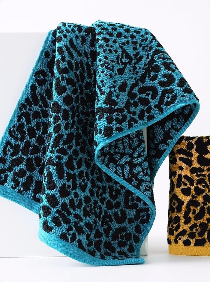 Premium 3 Piece Leopard Bath Towel Set / 1 Bath Towel 1 Hand Towel 1 Washcloth, Quick-Drying, 100% Cotton