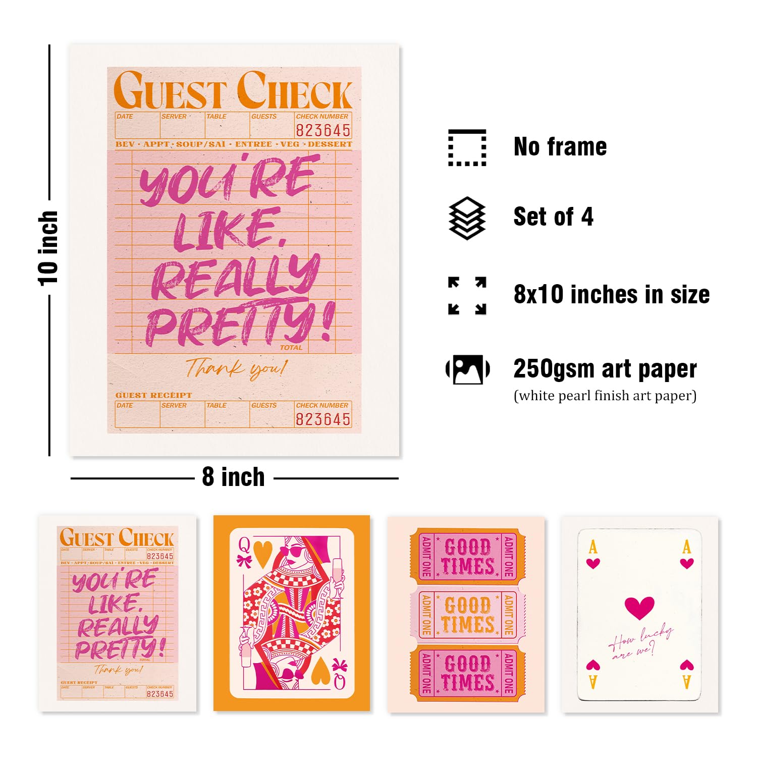 Trendy Leopard Wall Art Prints Set of 4 Funky Lucky 8 Ball Posters Prints Preppy Room Aesthetic Cheetah Wall Decor for Girls Room Dorm Apartment 8x10 Unframed