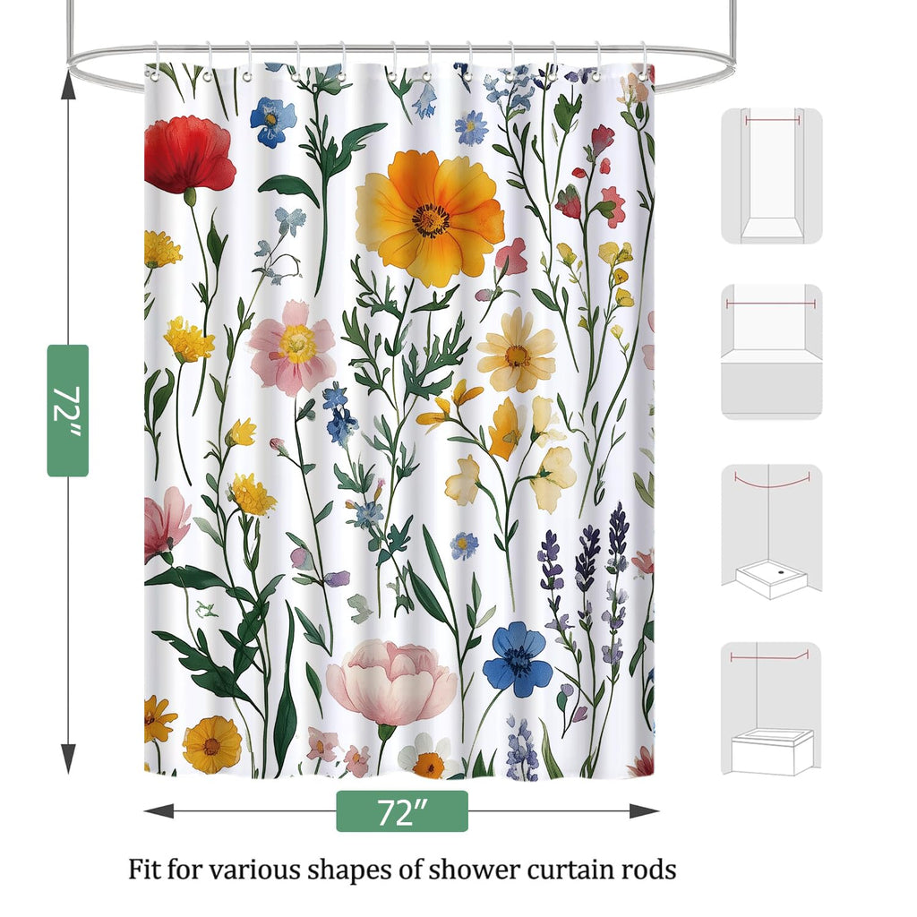 Cute Shower Curtain for Bathroom Modern Aesthetic Funky Decorative, Pretty Chic Cloth Set with Hooks, 72x72 Inch