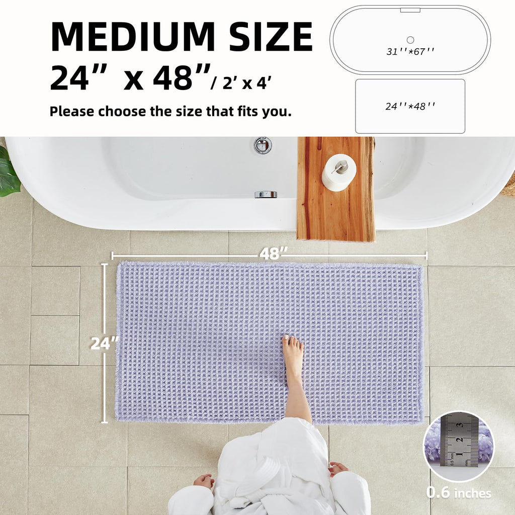 Waffle Bath Mat Non Slip Washable Quick Dry Cute Bath Mat