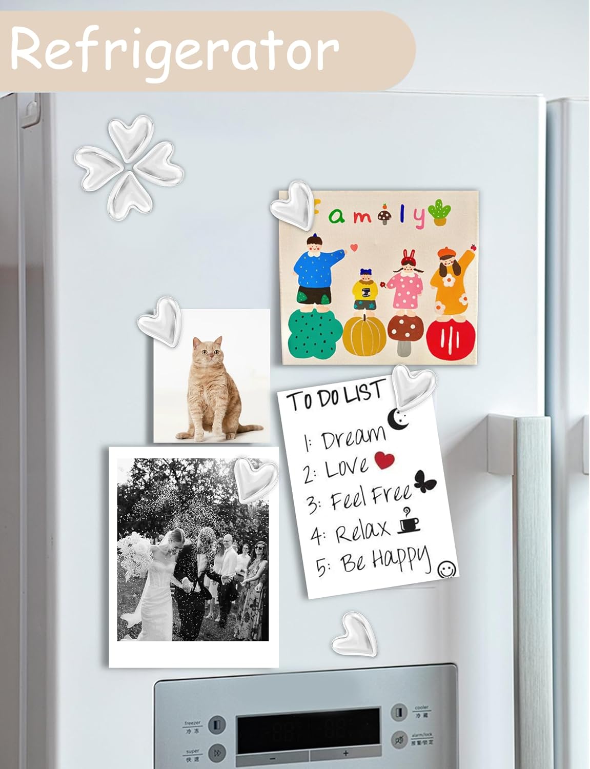 New 24PCS Fridge Magnets Cute Love Heart Refrigerator Magnets, Decorative Magnets