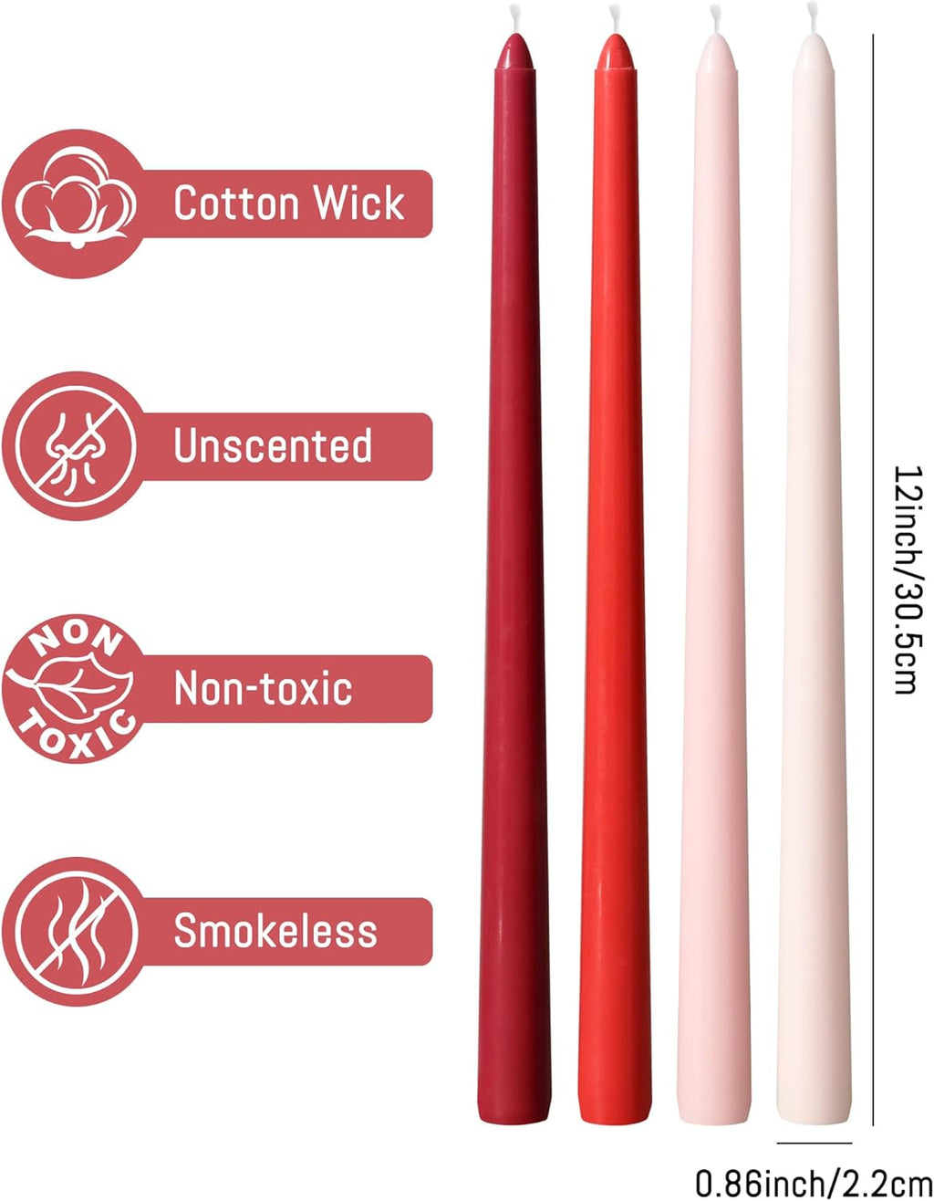 Taper Candles Unscented Smokeless Long Tall Tapered Candle for Candlesticks SticksHome Decor Dinner