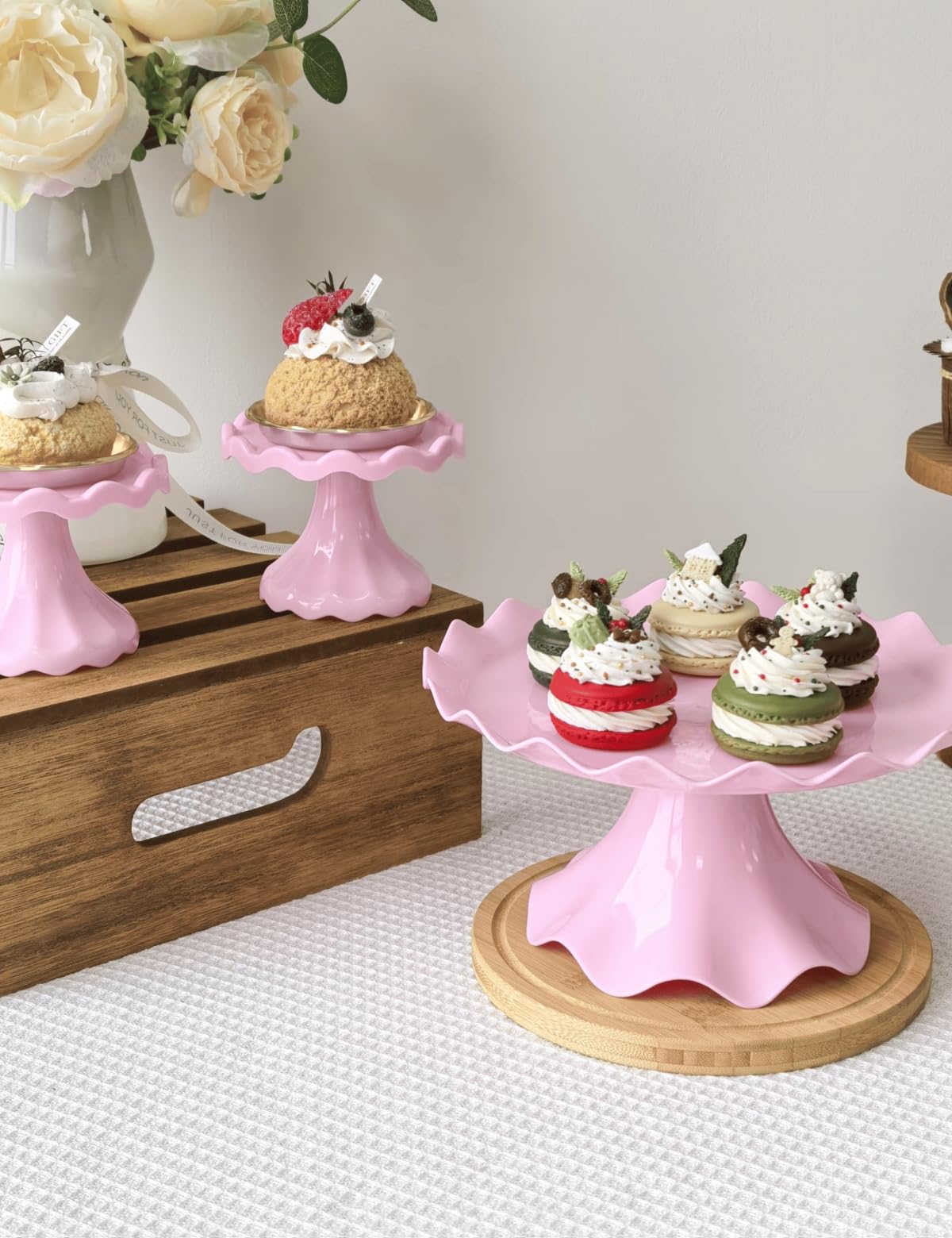 Cake Stand Set, Laced Cake Stand, Mini Cupdake Holder 3 Pcs