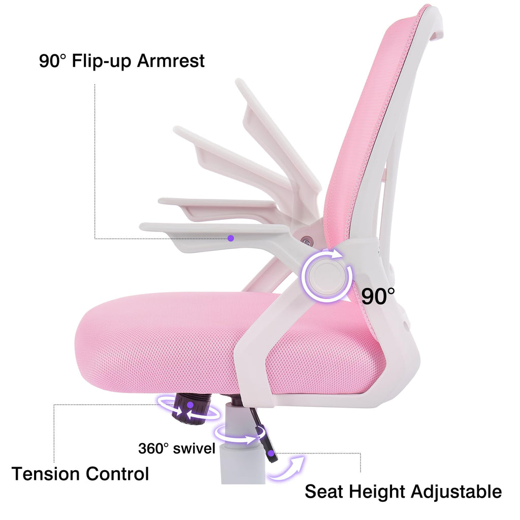 Mid-Back Swivel Ergonomic Office Chair with Adjustable Arms Mesh Lumbar Support