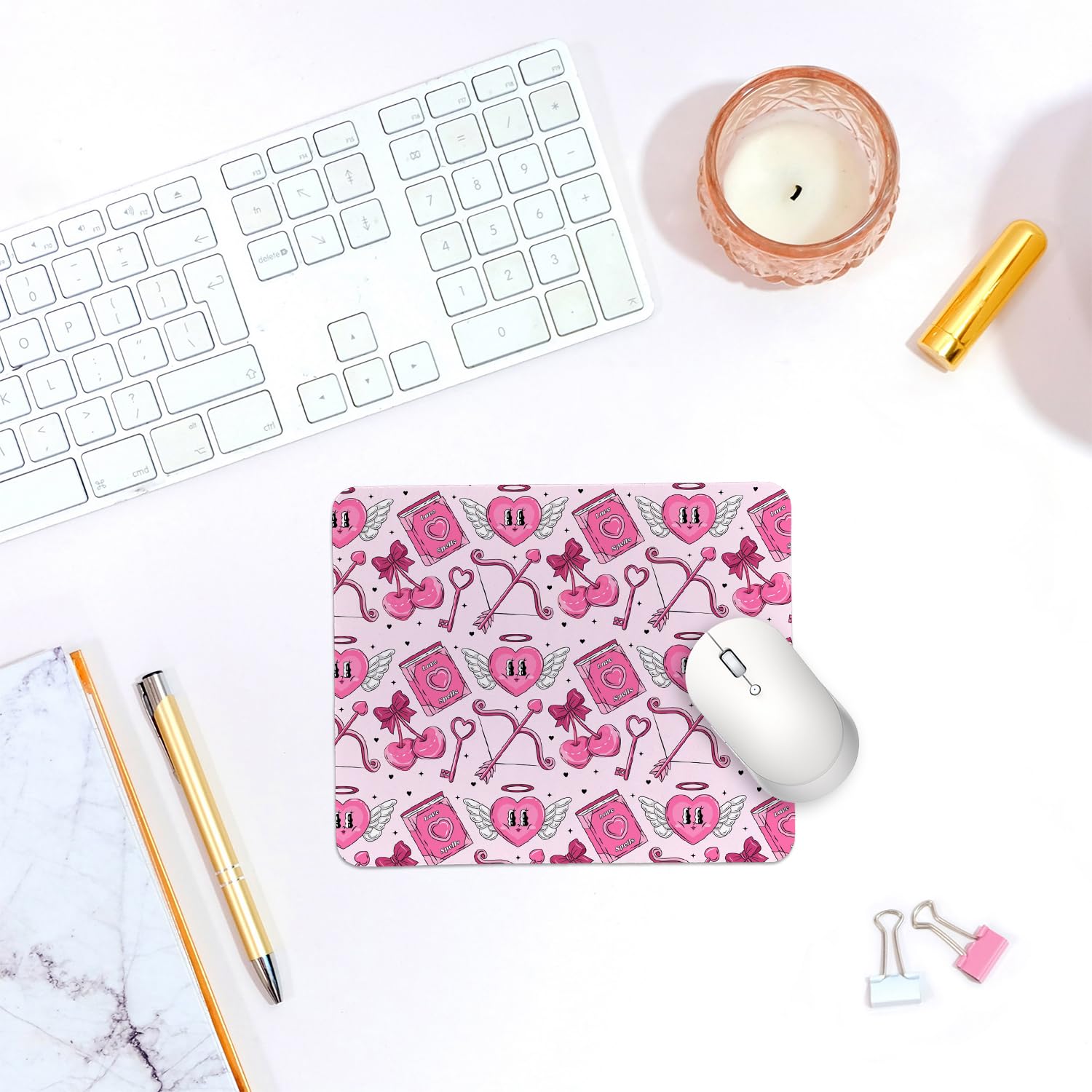 Coquette Bow Mouse Pad, Trendy Mouse Pad, Preppy Cute Mouse Pad for Desk Home Office & Gaming, 9.5x7.9 inches
